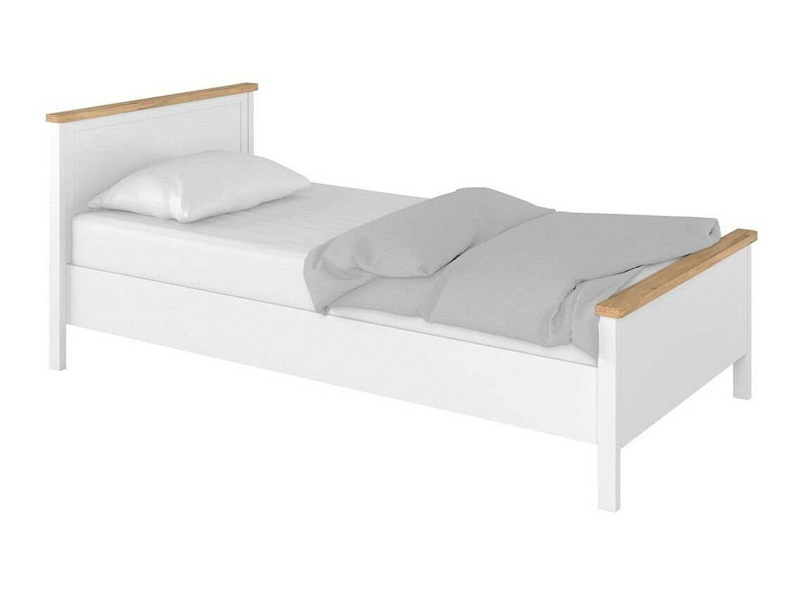 Bett Romelbo 148 (Weiss + Eiche)