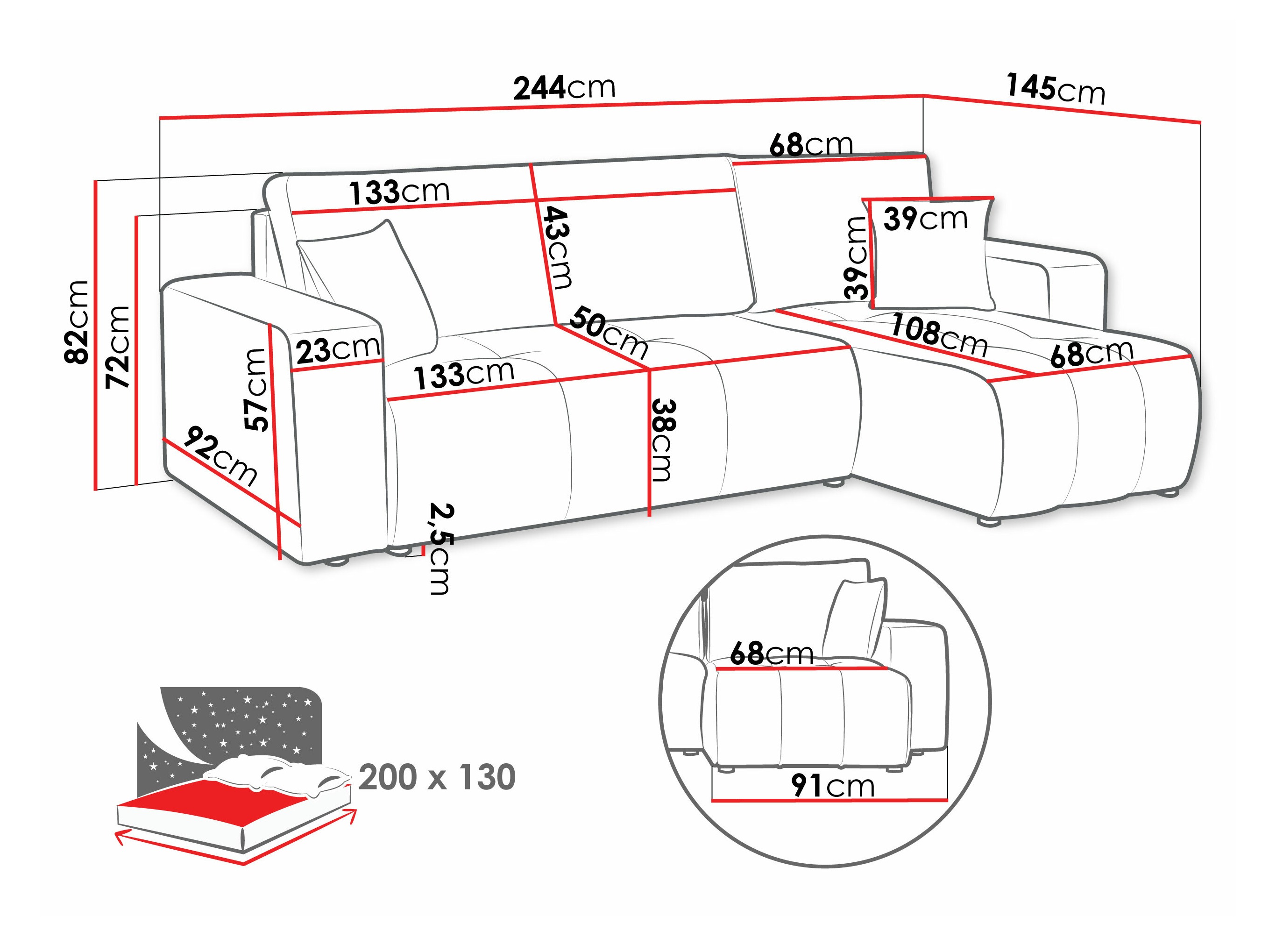 Ecksofa Comfivo Laurus (Coral 50)