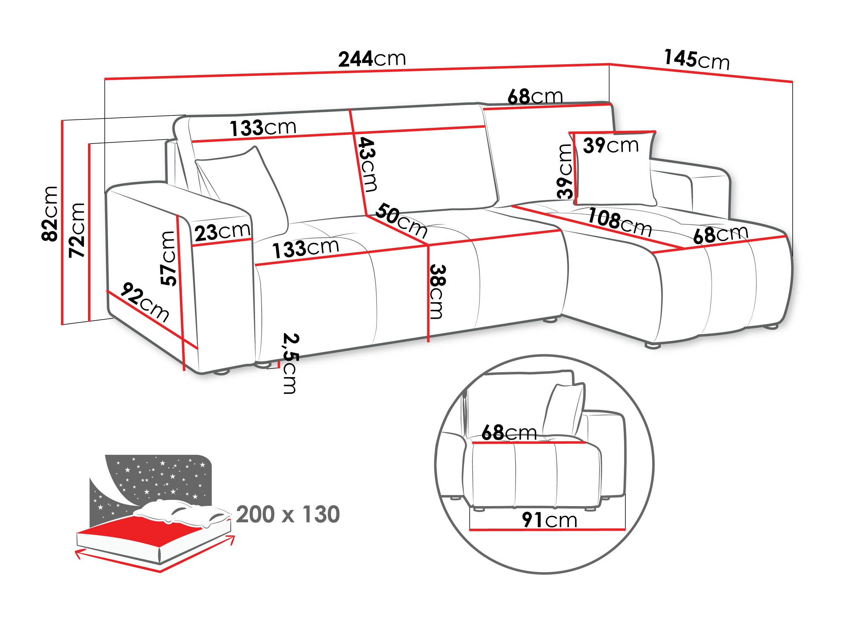 Ecksofa Comfivo Laurus (Coral 55)