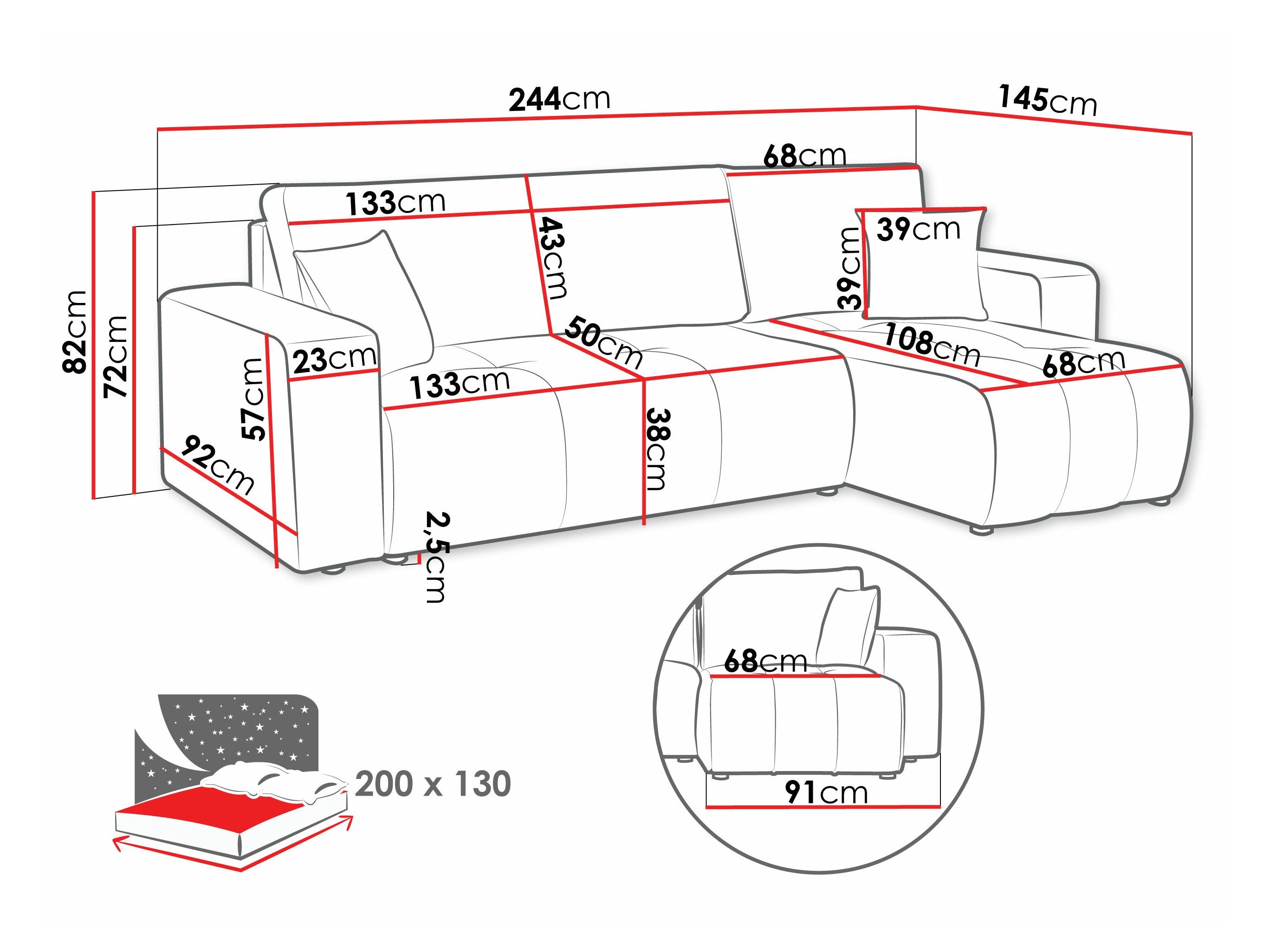 Ecksofa Comfivo Laurus (Coral 65)