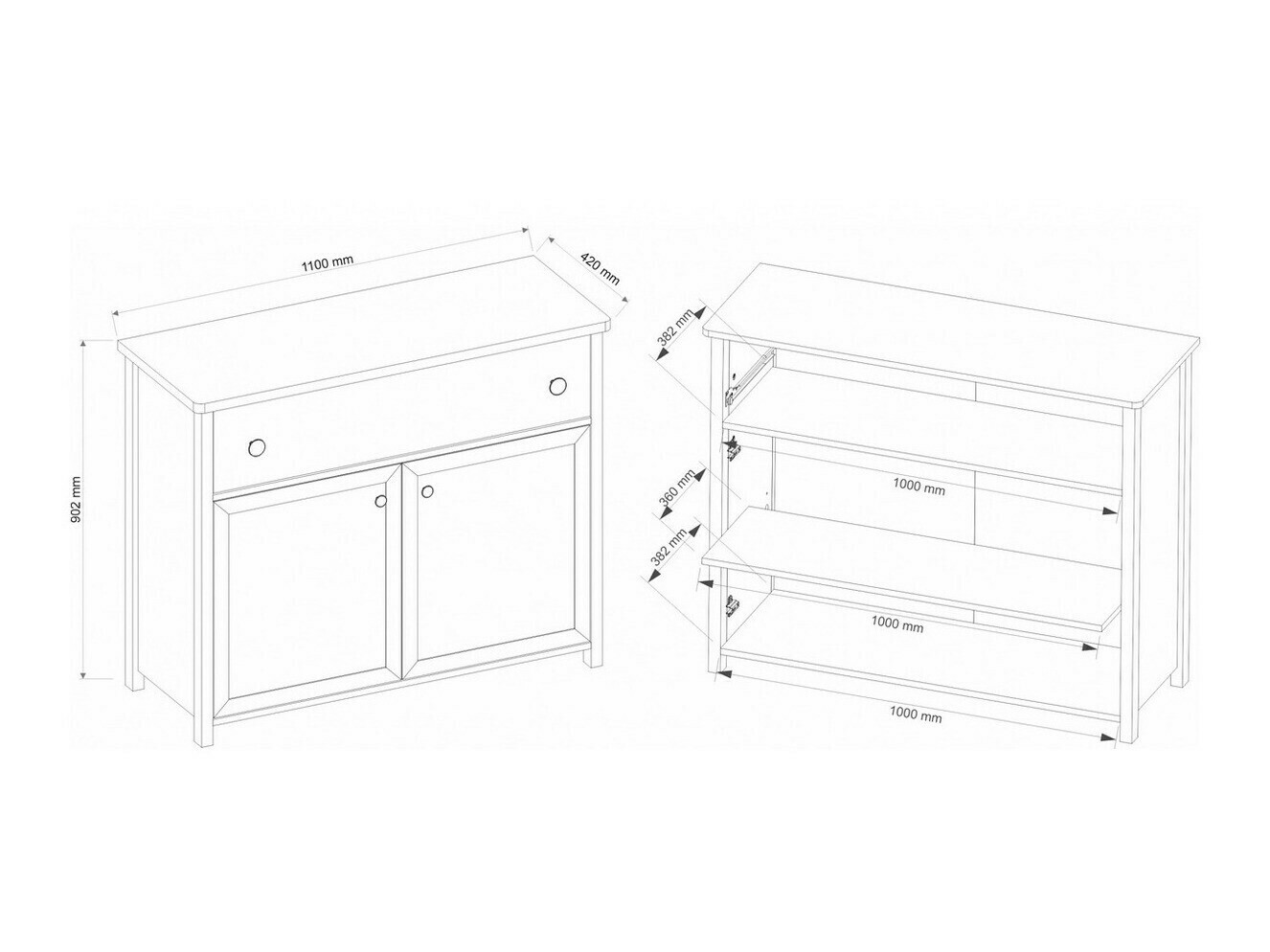 Kommode Romelbo 150 (Beige + Eiche)