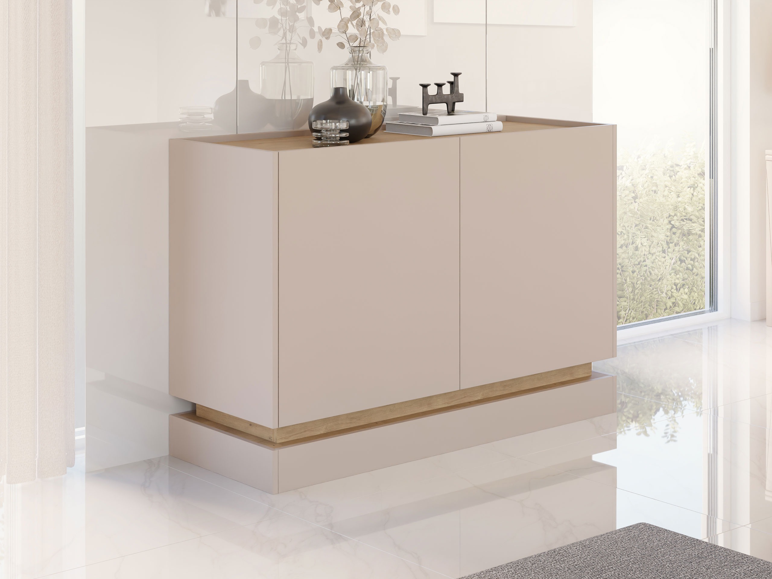 Sideboard Comfivo Dalvenu 100 (Hellbraun + Eichenholzoptik)