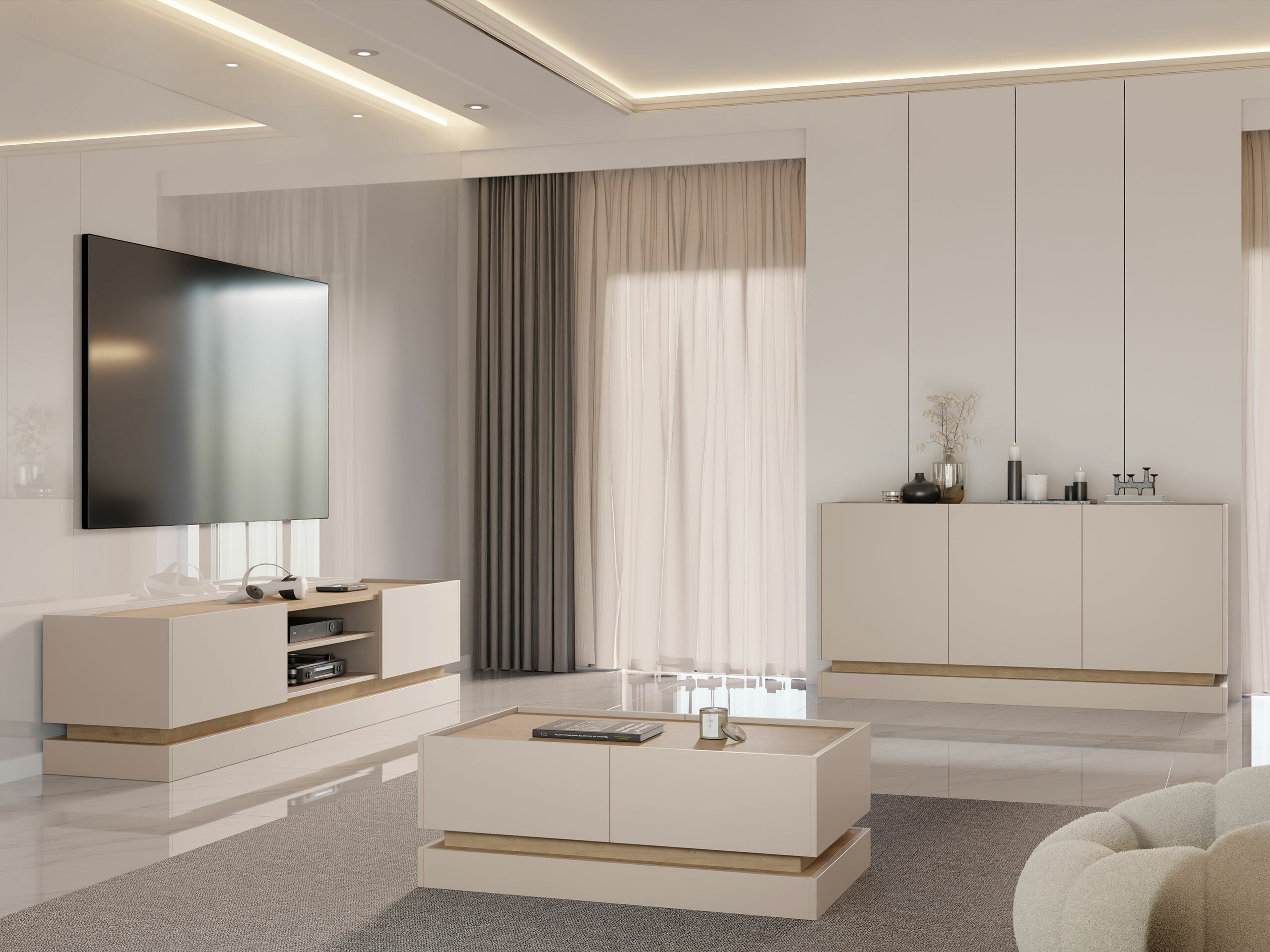 Sideboard Comfivo Dalvenu 101 (Hellbraun + Eichenholzoptik)