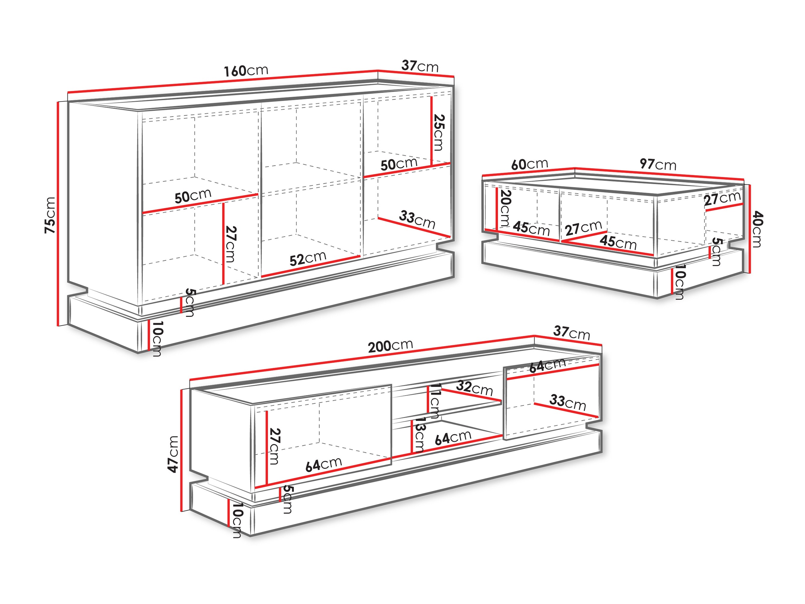 Wohnzimmer-Set Comfivo Tilia (Schwarz + Eiche)