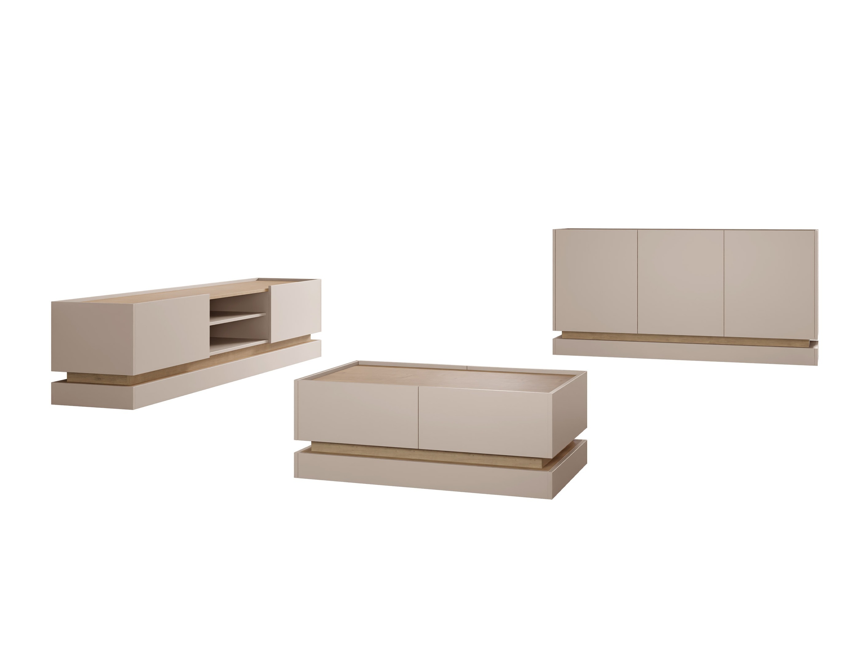 Wohnzimmer-Sets Comfivo Dalvenu 104 (Hellbraun + Eichenholzoptik)