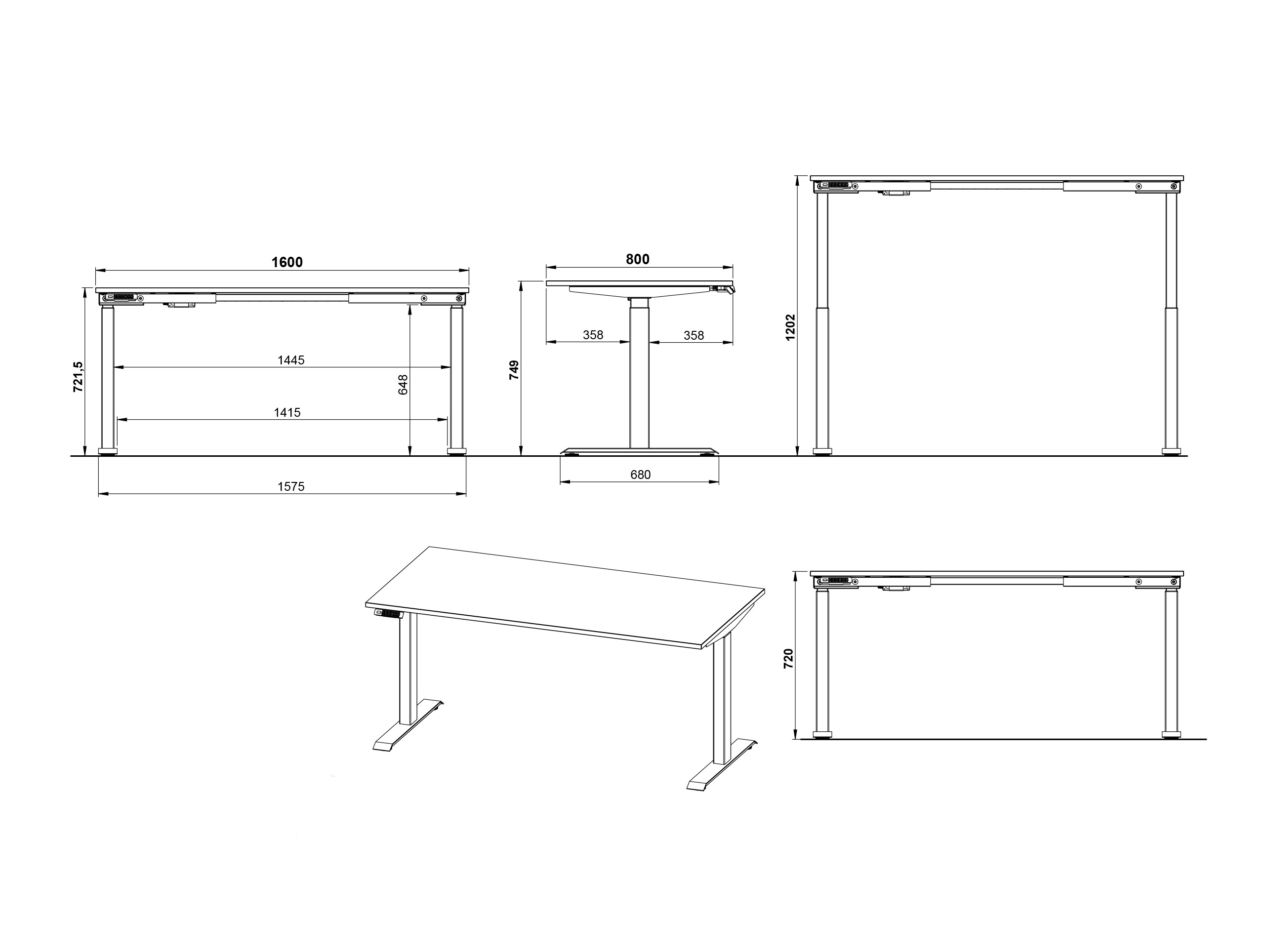 Höhenverstellbarer Schreibtisch Elbcali 101