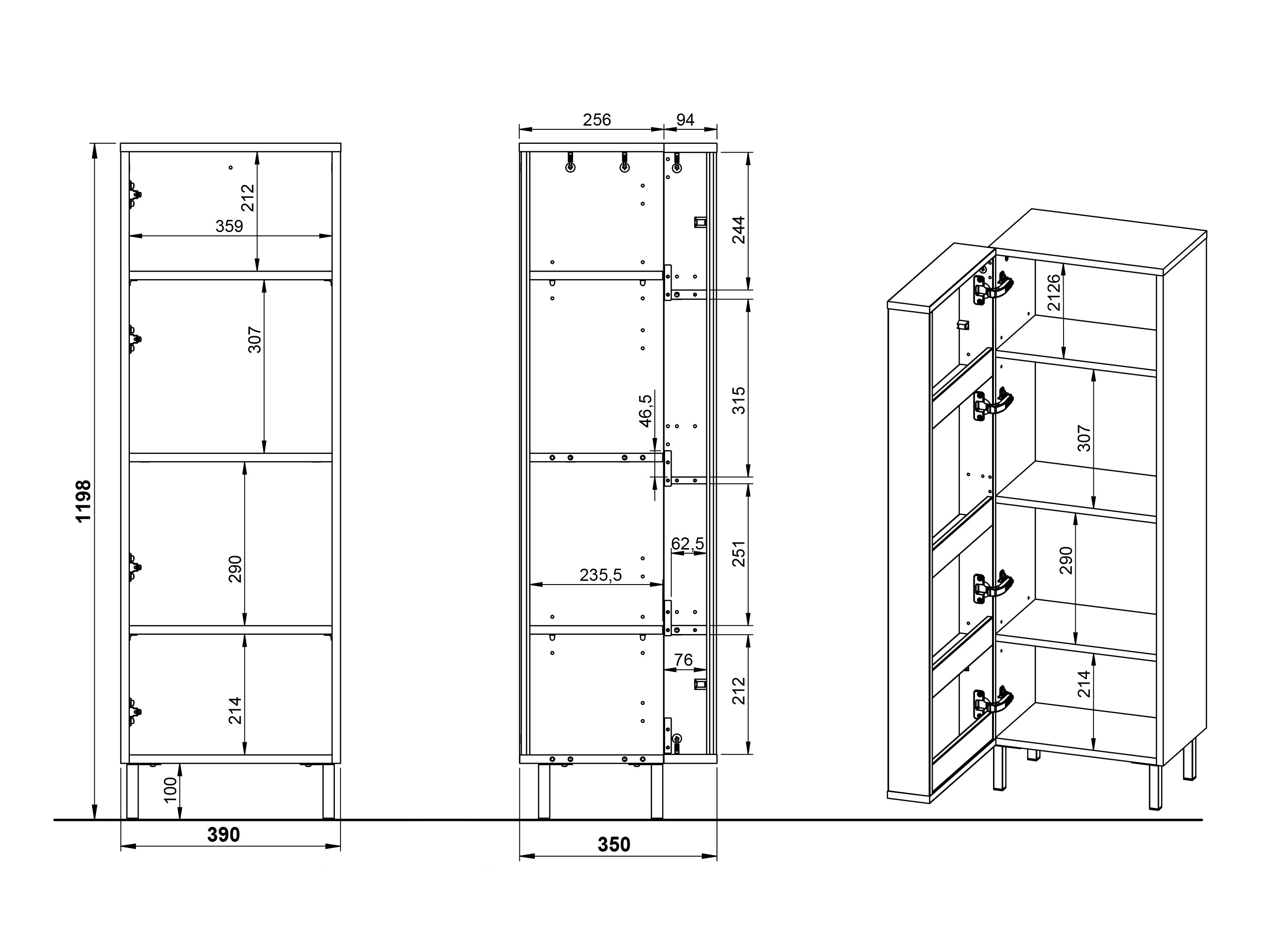 Stehender Badezimmerschrank Fenetro 101
