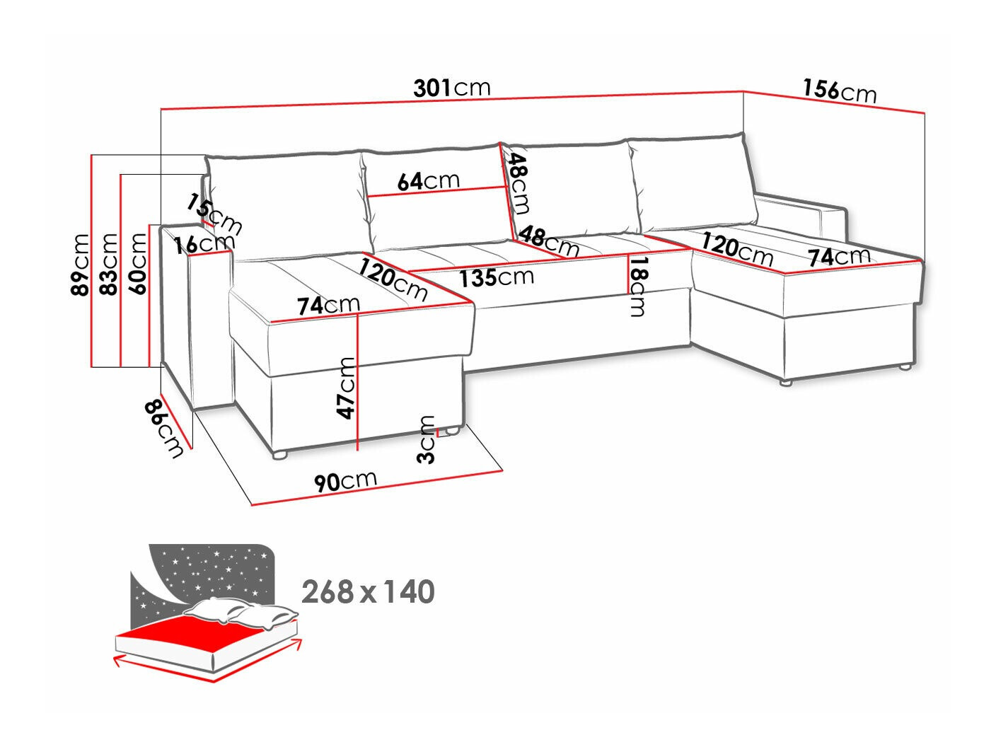 Ecksofa Providence 143 (Loca 30)