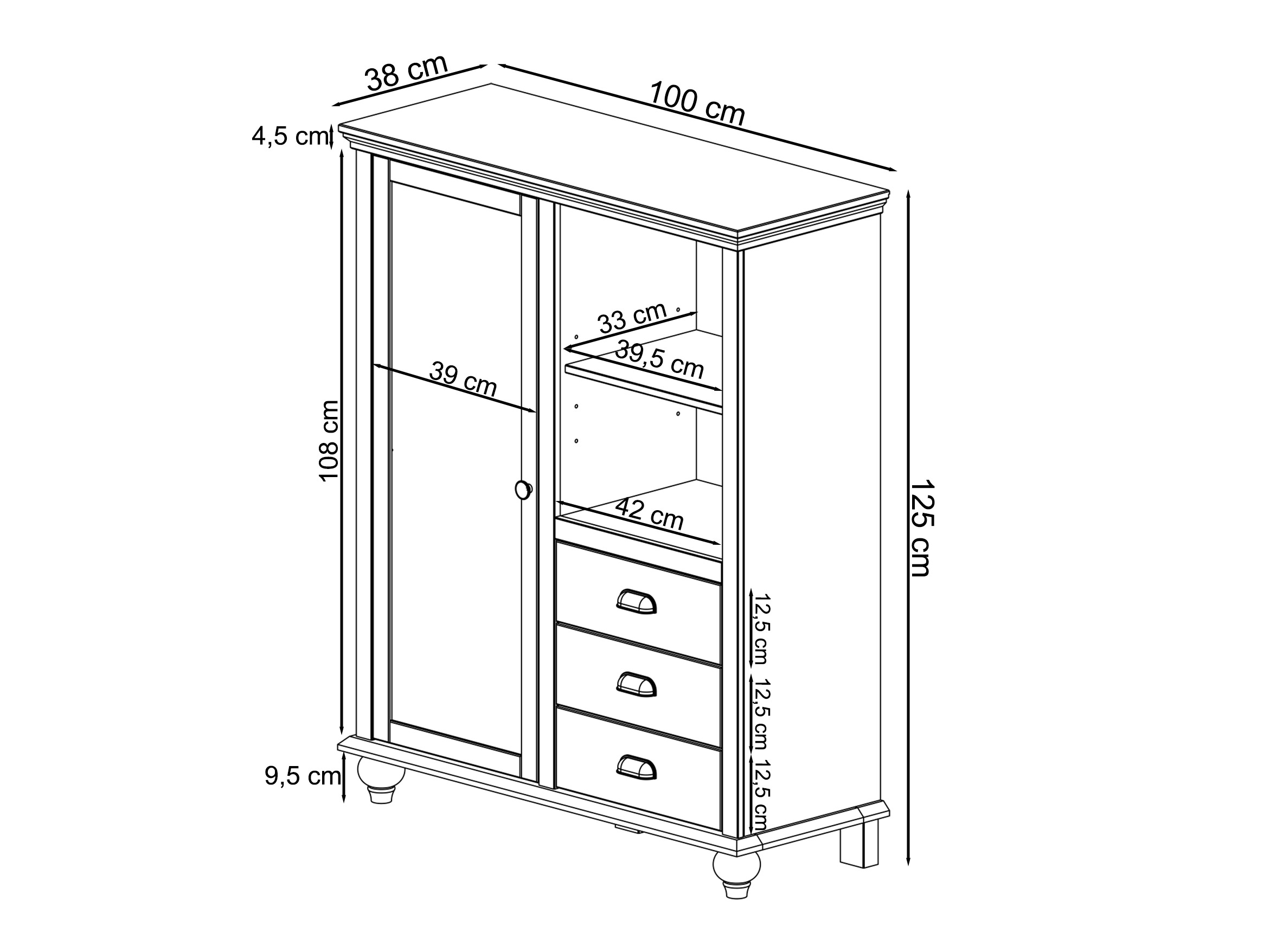 Kommoden Tivmeri 103 (Weiss + Braun)