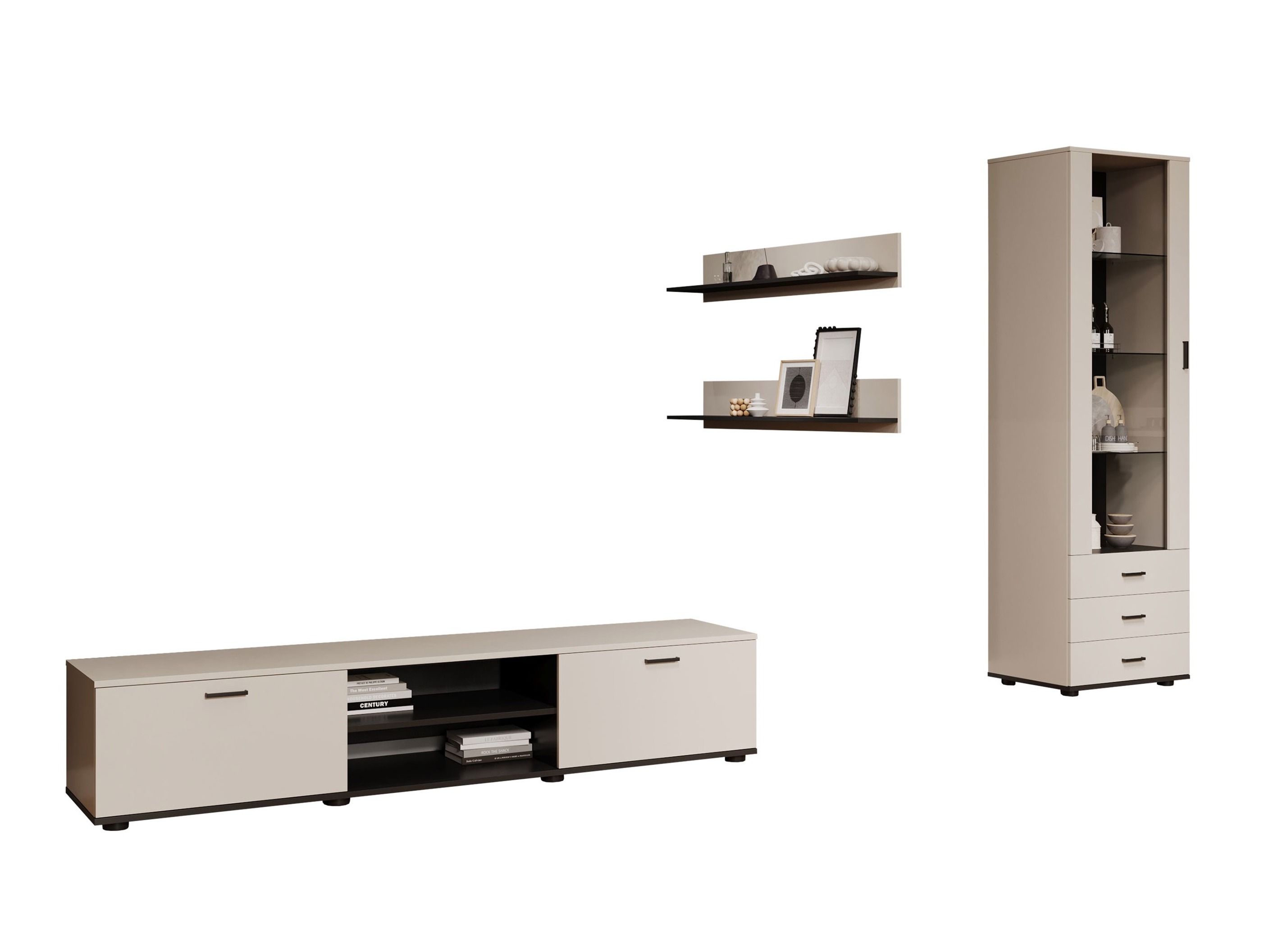 Wohnzimmer-Set Tornola 107 (Kaschmir + Schwarz)