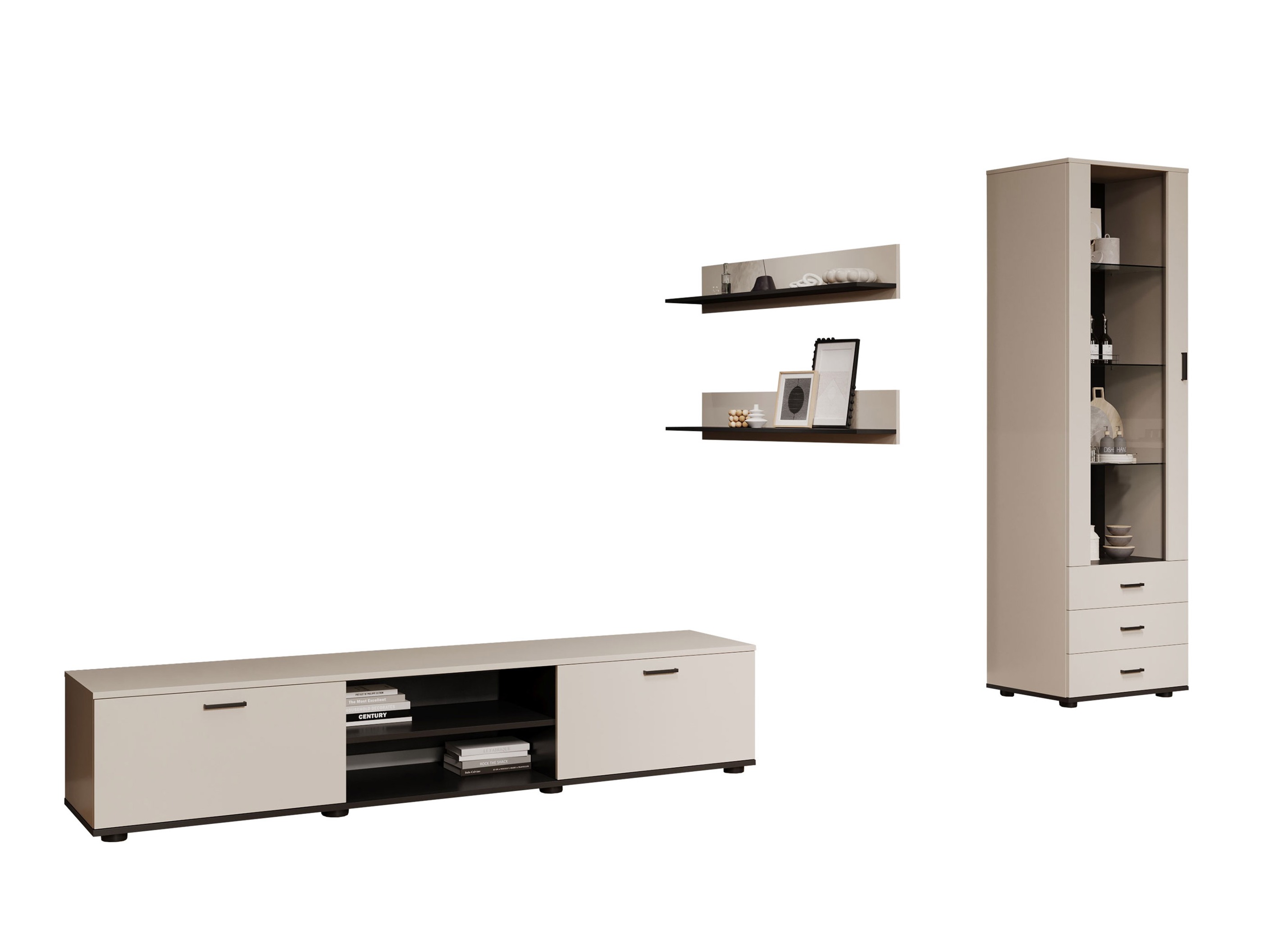 Wohnzimmer-Set Tornola 107 (Kaschmir + Schwarz)