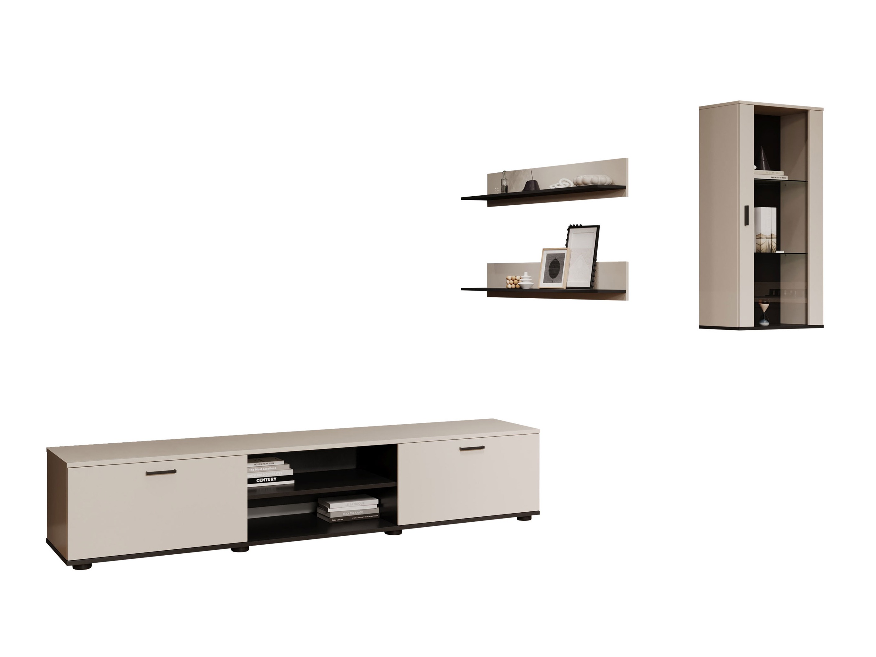Wohnzimmer-Set Tornola 113 (Kaschmir + Schwarz)