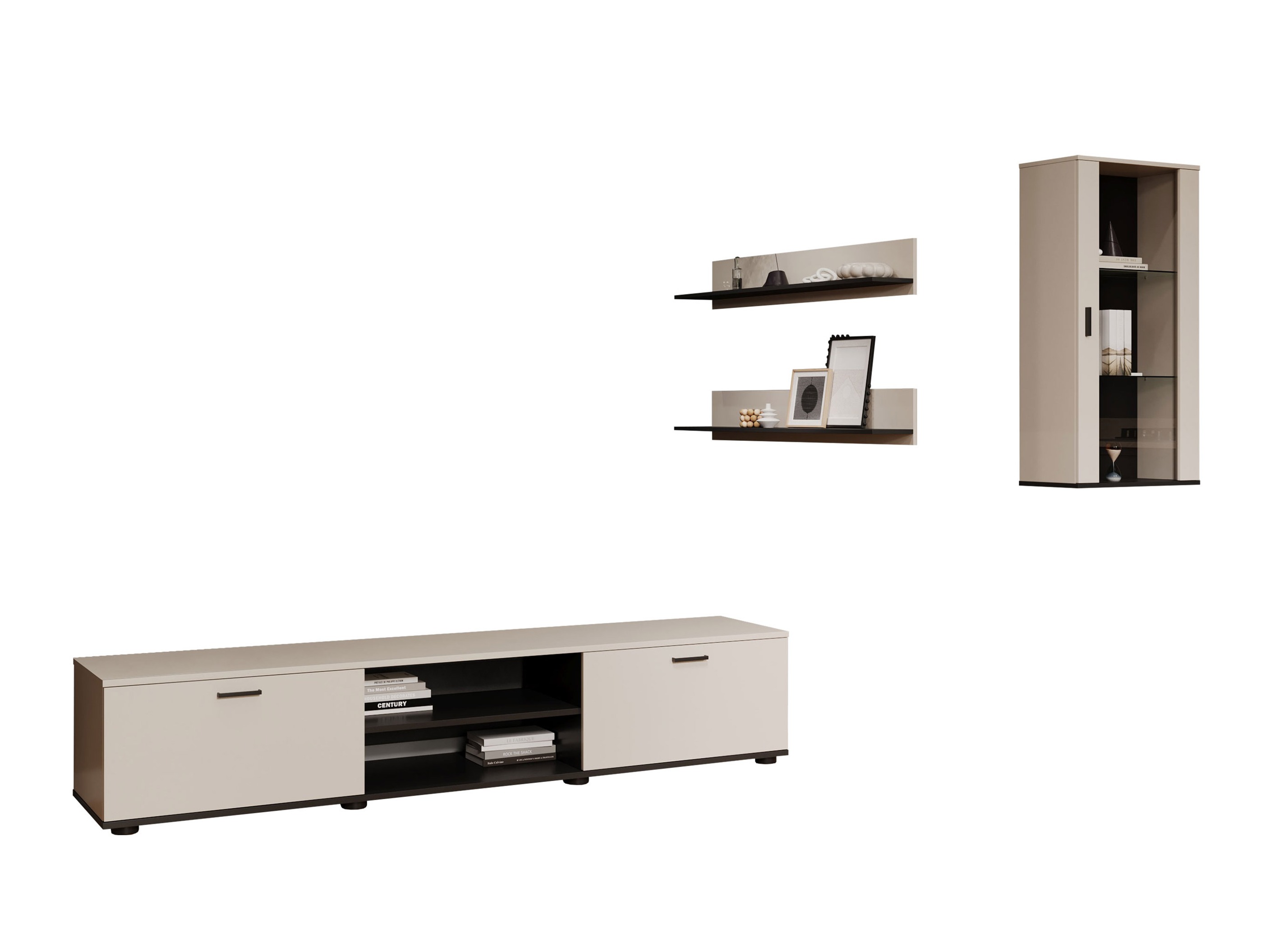 Wohnzimmer-Set Tornola 113 (Kaschmir + Schwarz)