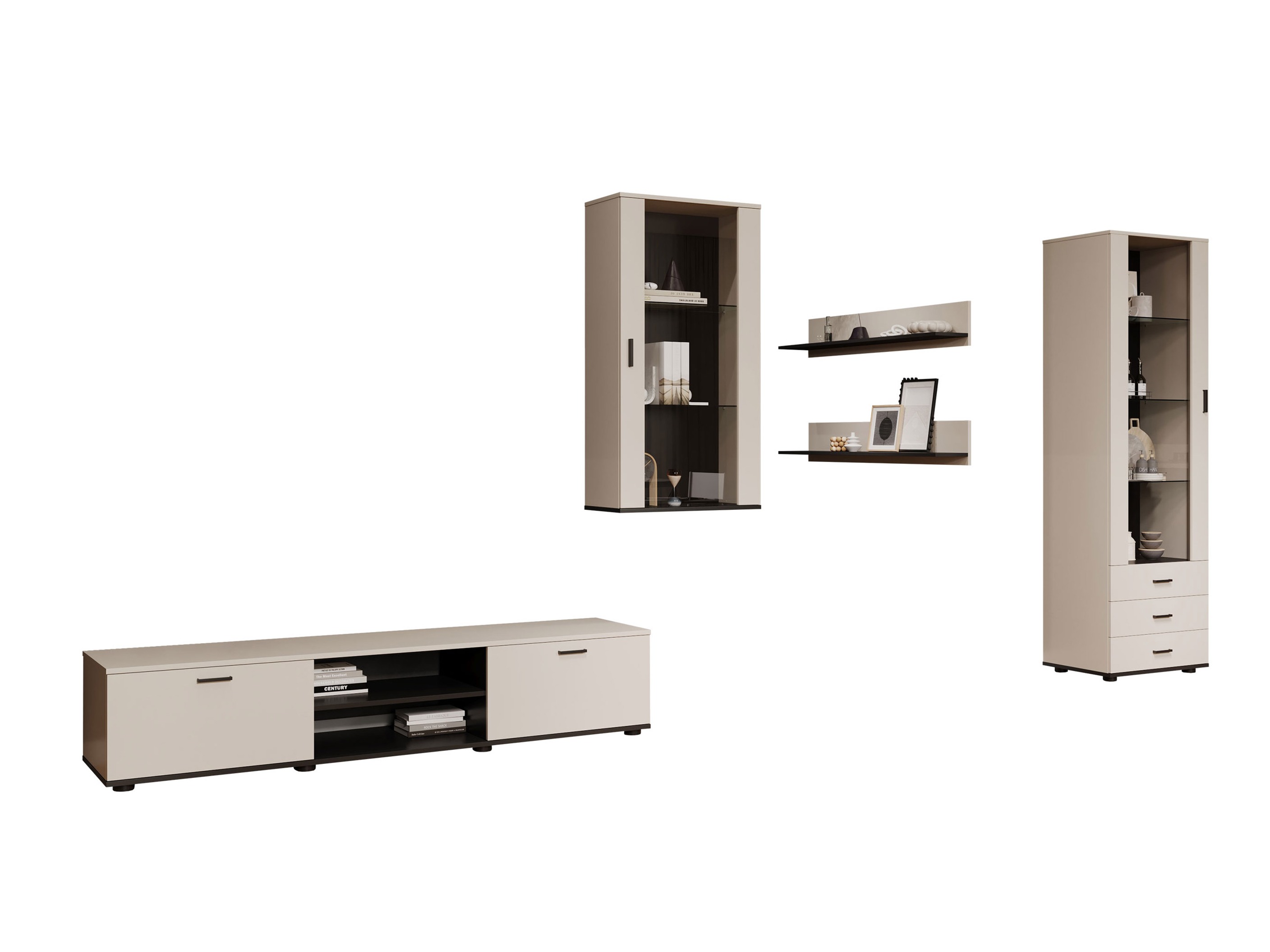 Wohnzimmer-Set Tornola 114 (Kaschmir + Schwarz)