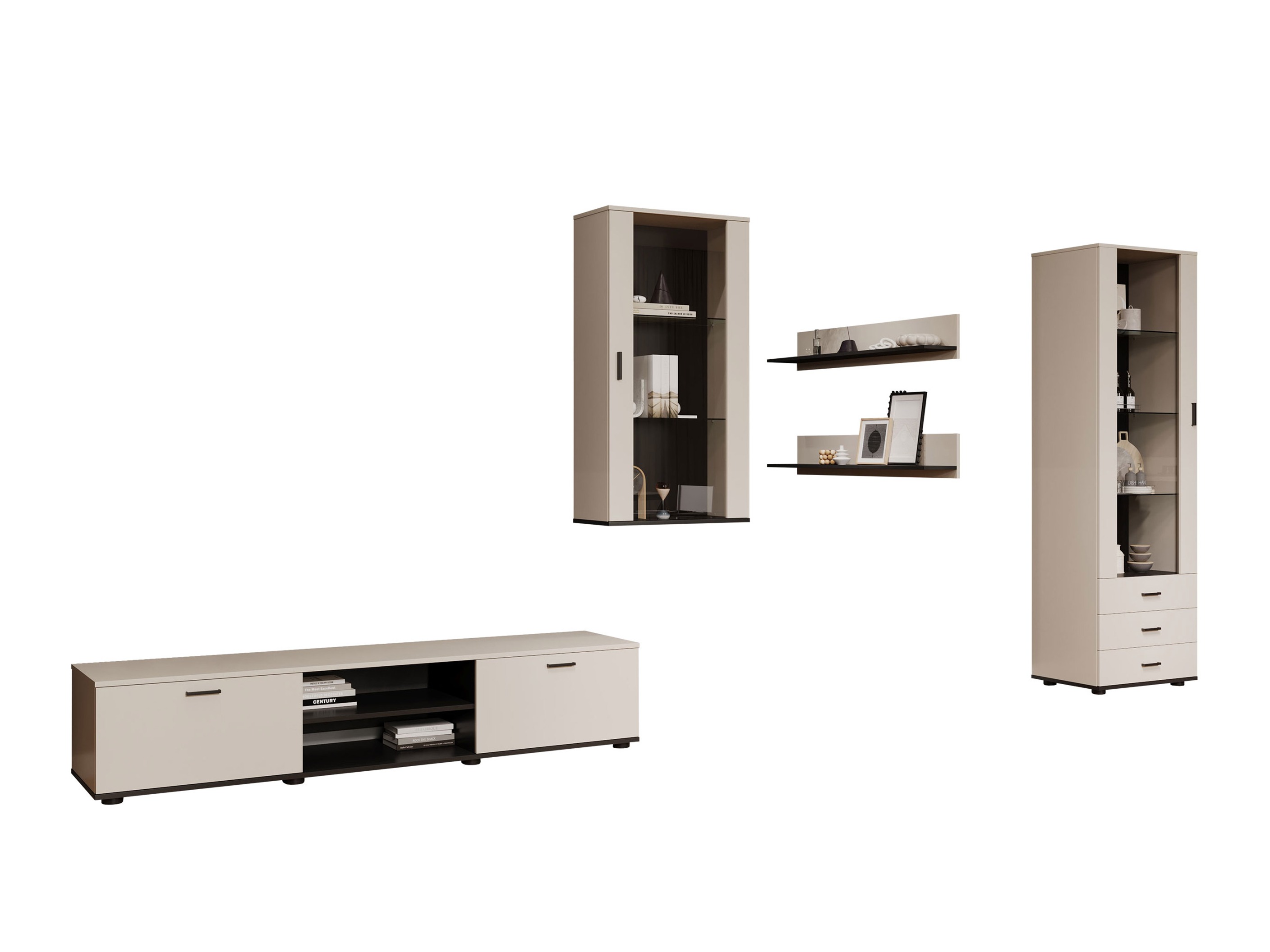 Wohnzimmer-Set Tornola 114 (Kaschmir + Schwarz)