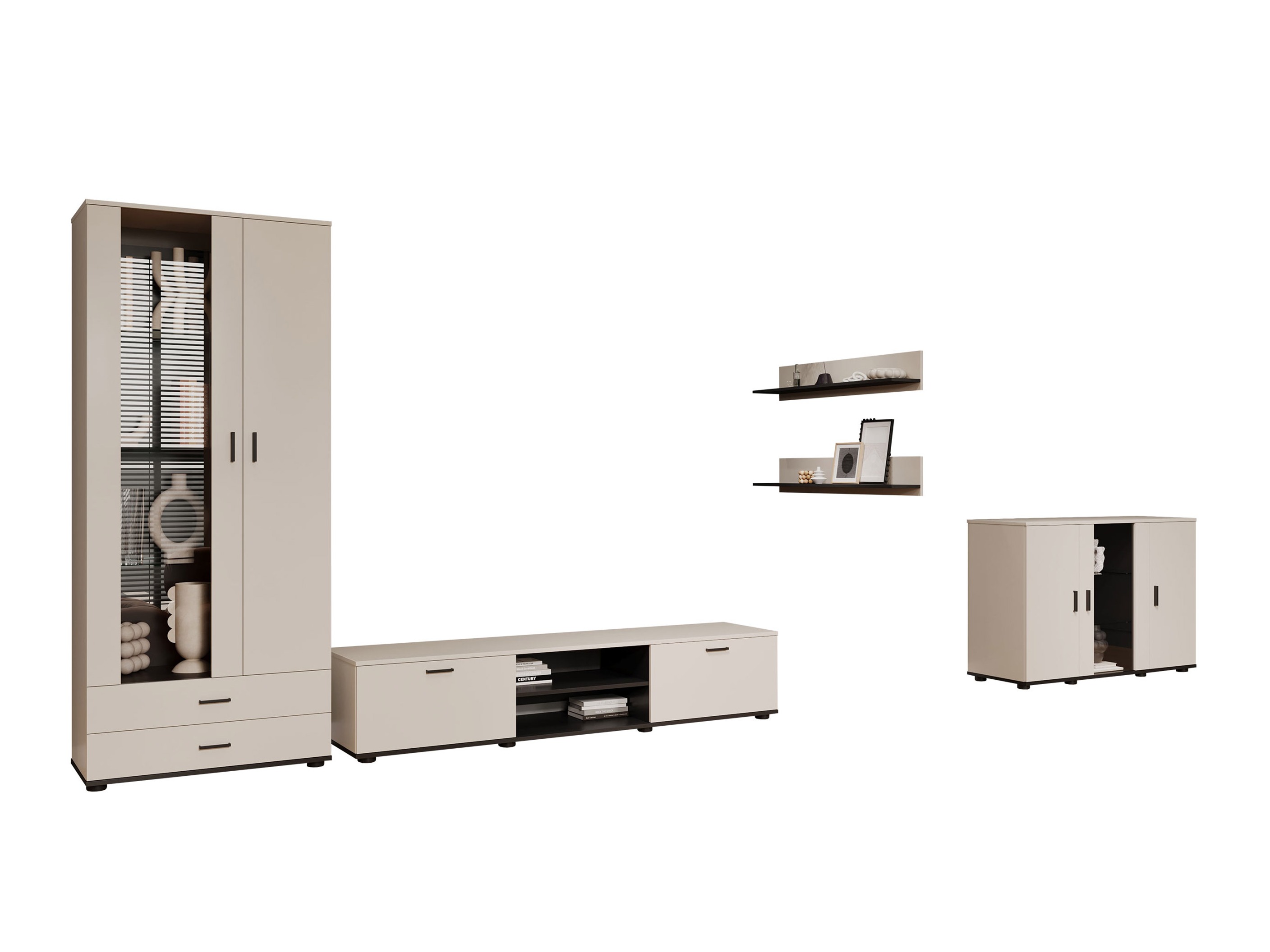 Wohnzimmer-Set Tornola 116 (Kaschmir + Schwarz)