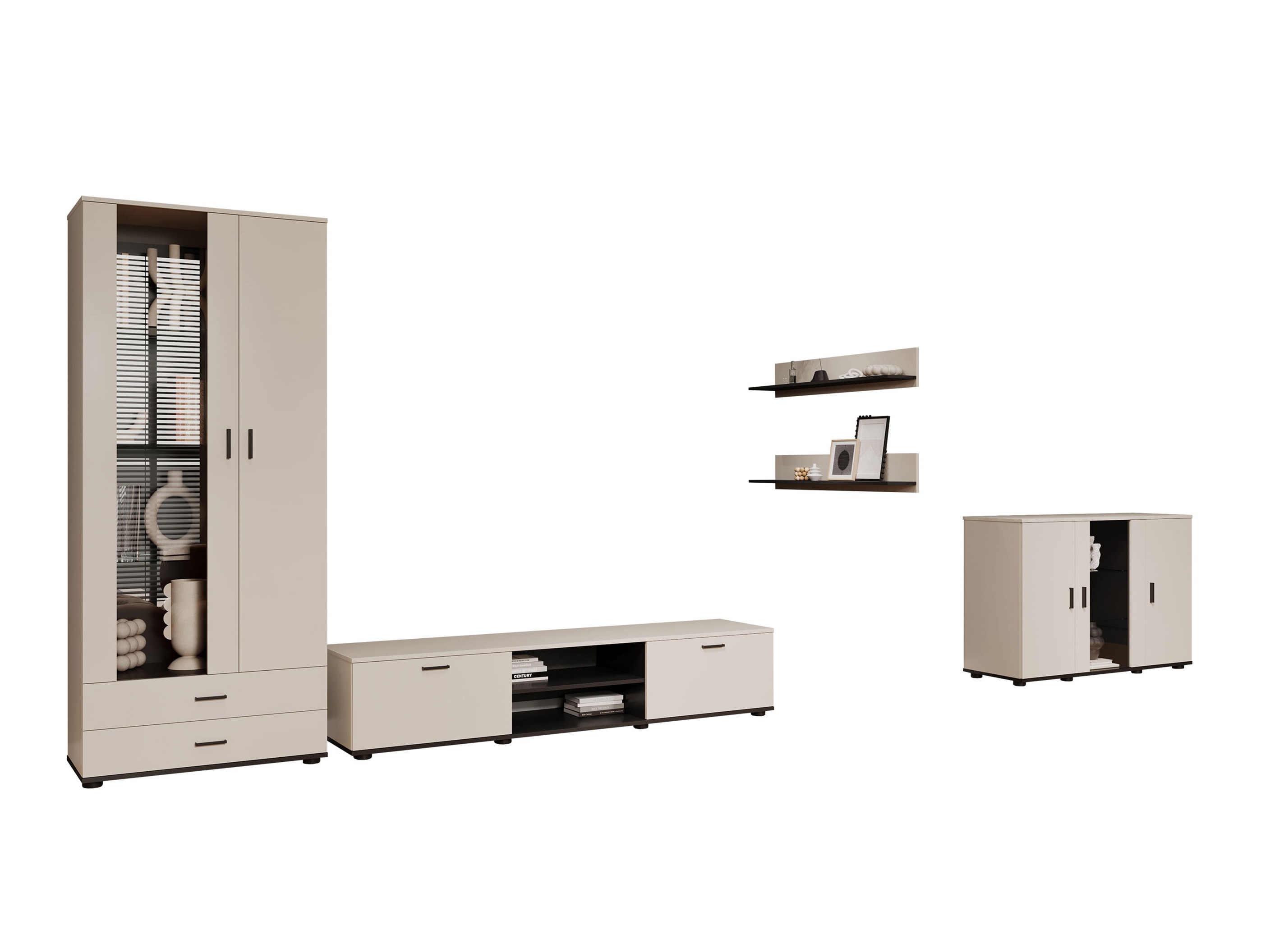 Wohnzimmer-Set Tornola 116 (Kaschmir + Schwarz)