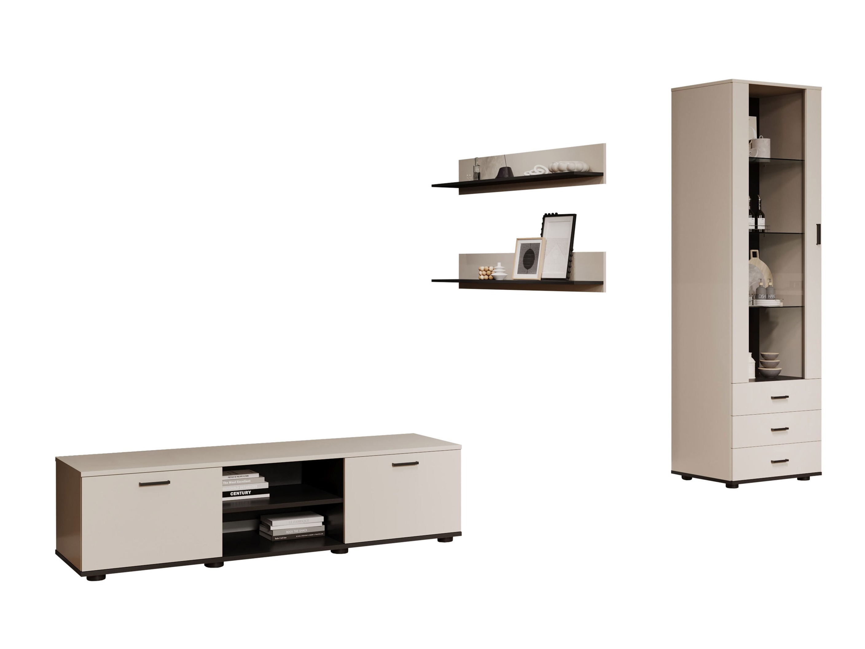 Wohnzimmer-Sets Tornola 110 (Kaschmir + Schwarz)