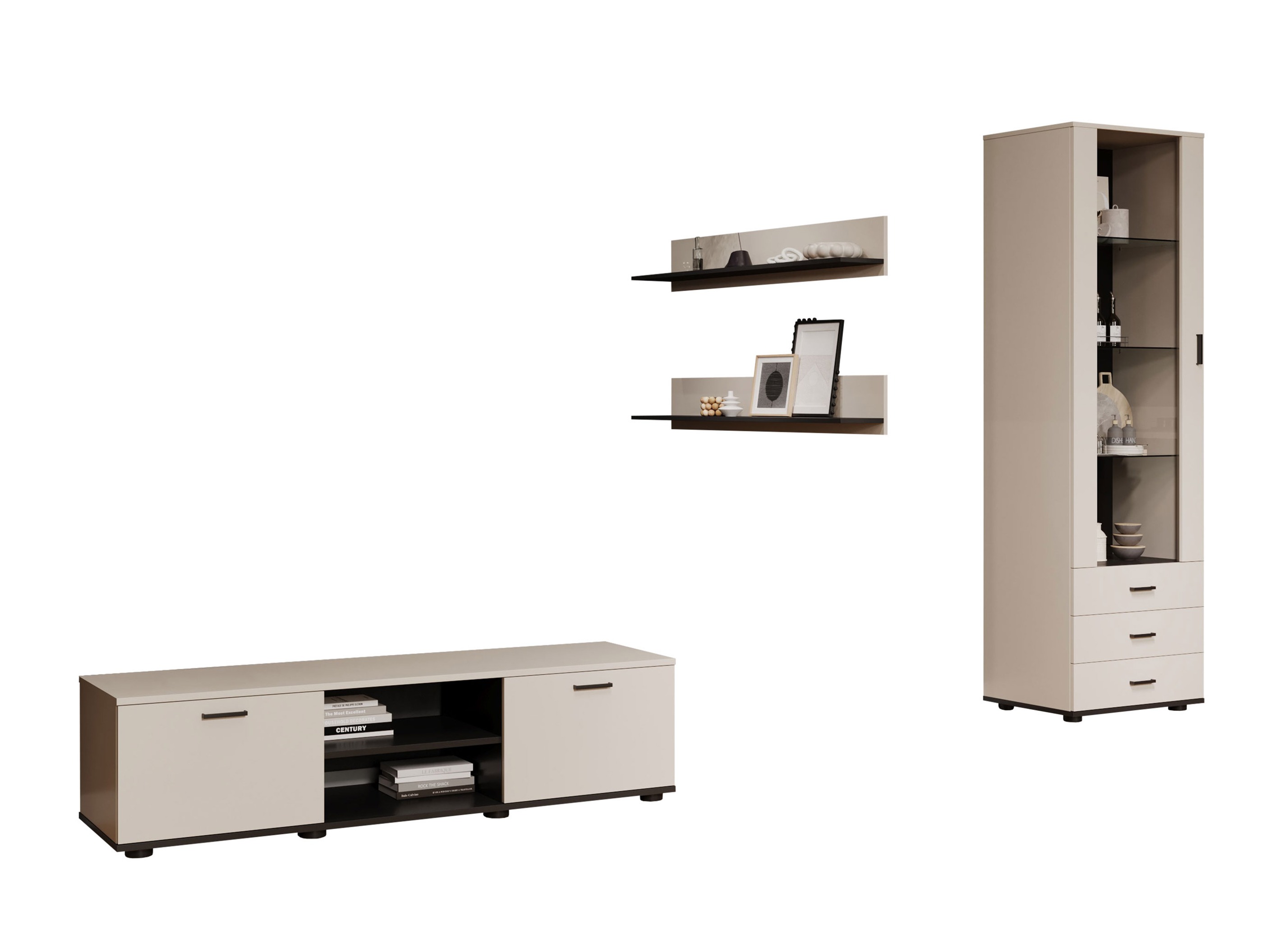 Wohnzimmer-Sets Tornola 110 (Kaschmir + Schwarz)