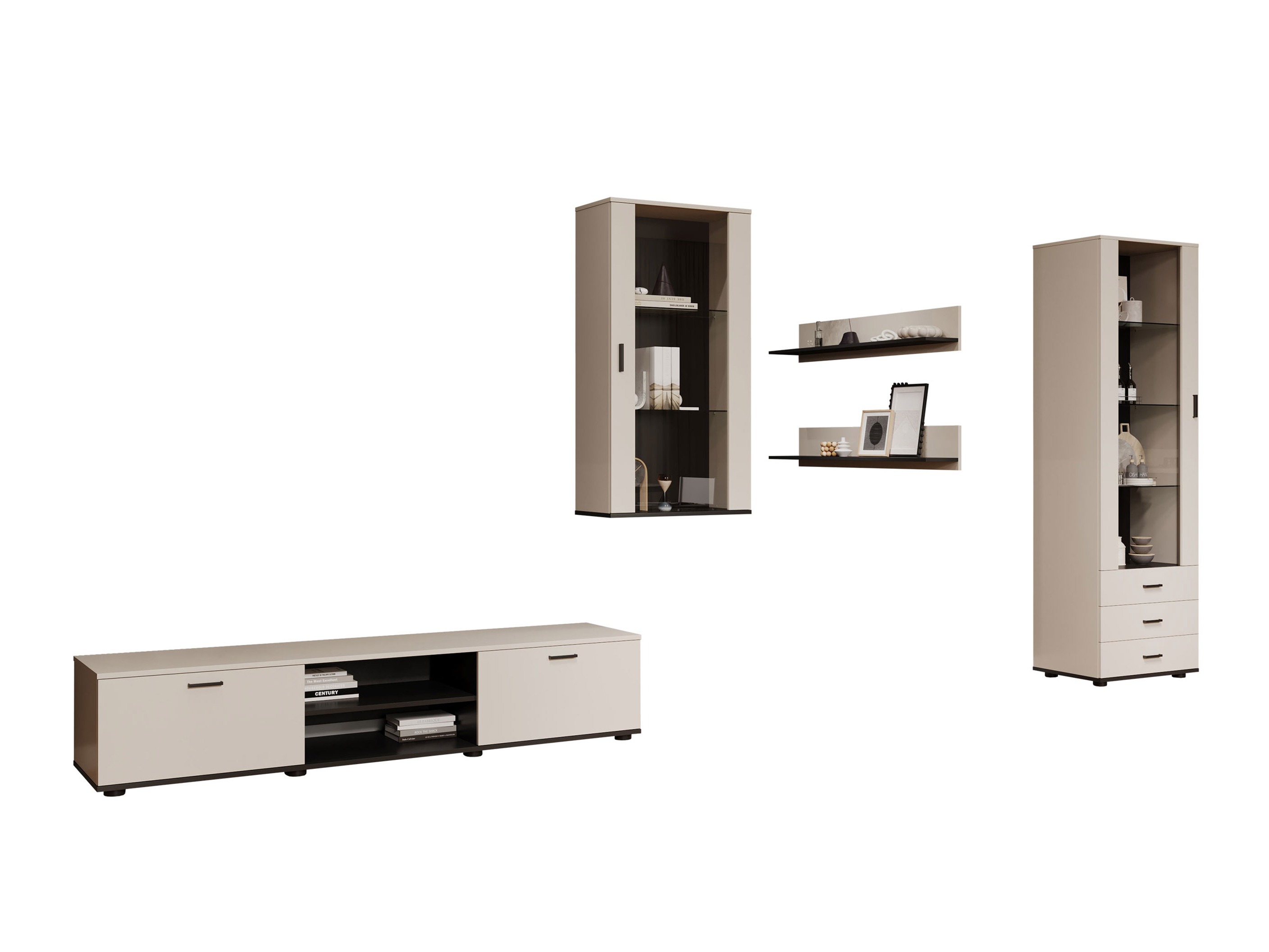 Wohnzimmer-Sets Tornola 114 (Kaschmir + Schwarz)