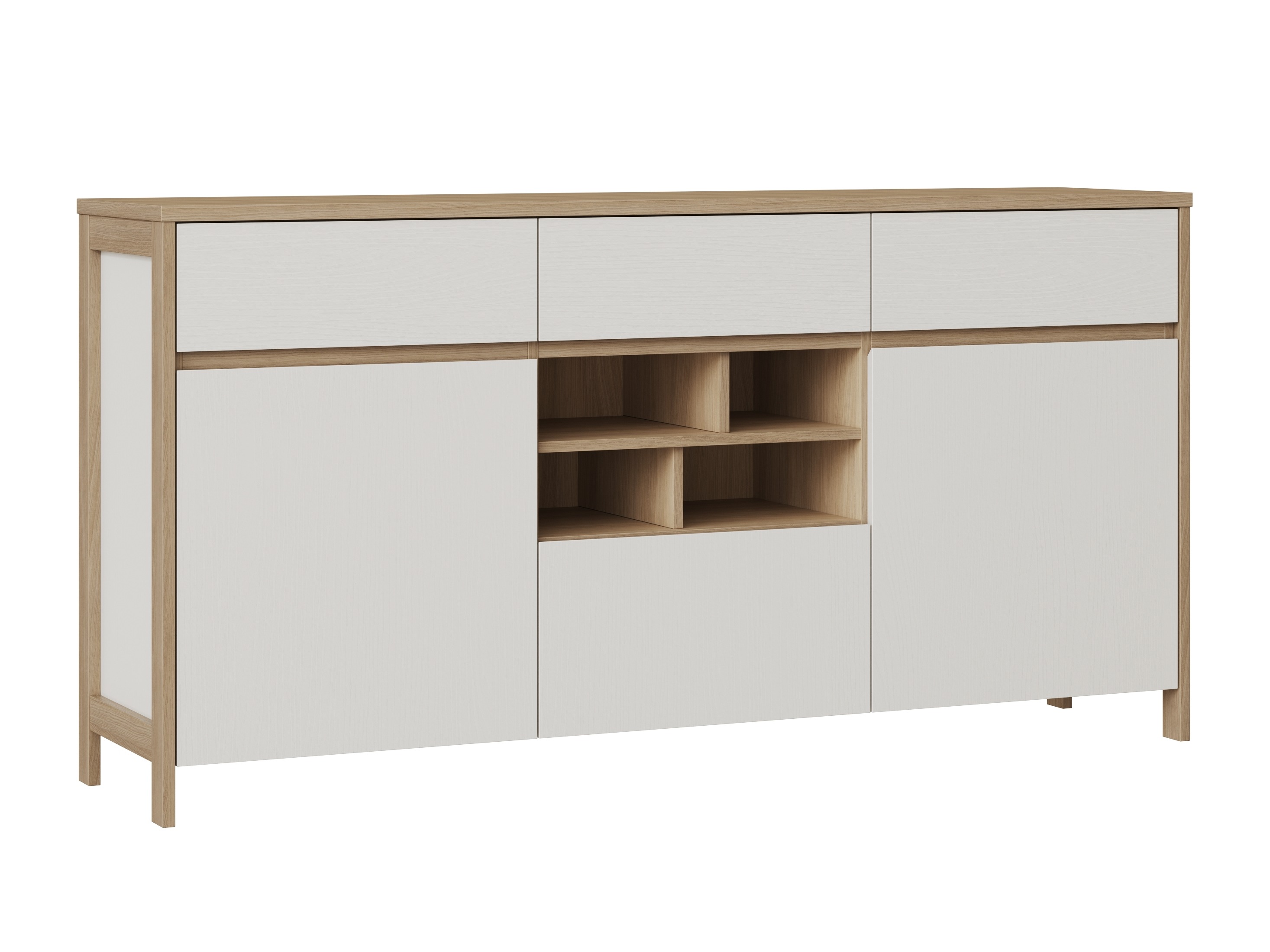 Kommoden Fermaru 104 (Weiss + Eichenholzoptik)