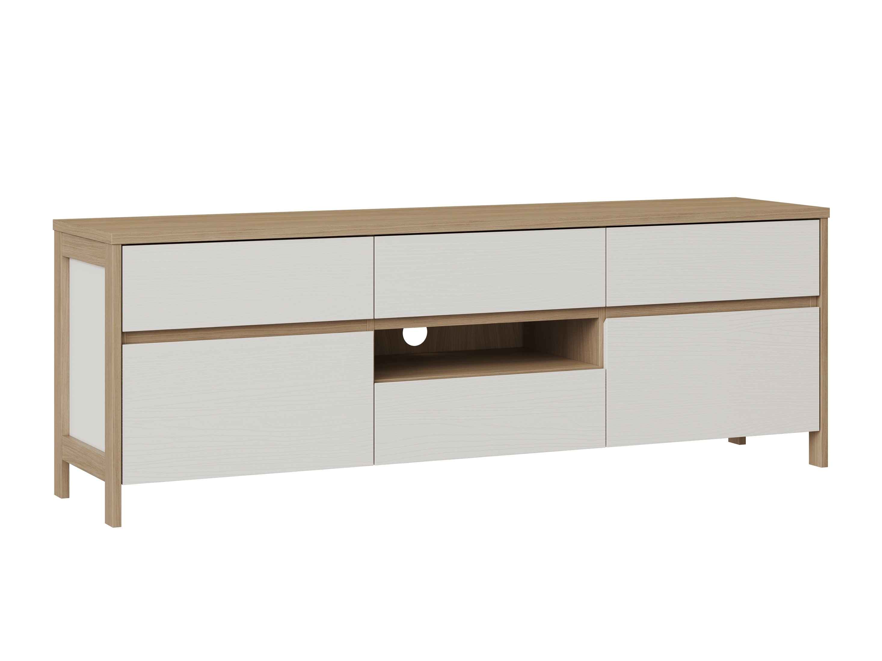 TV-Möbel Fermaru 102 (Weiss + Eiche)