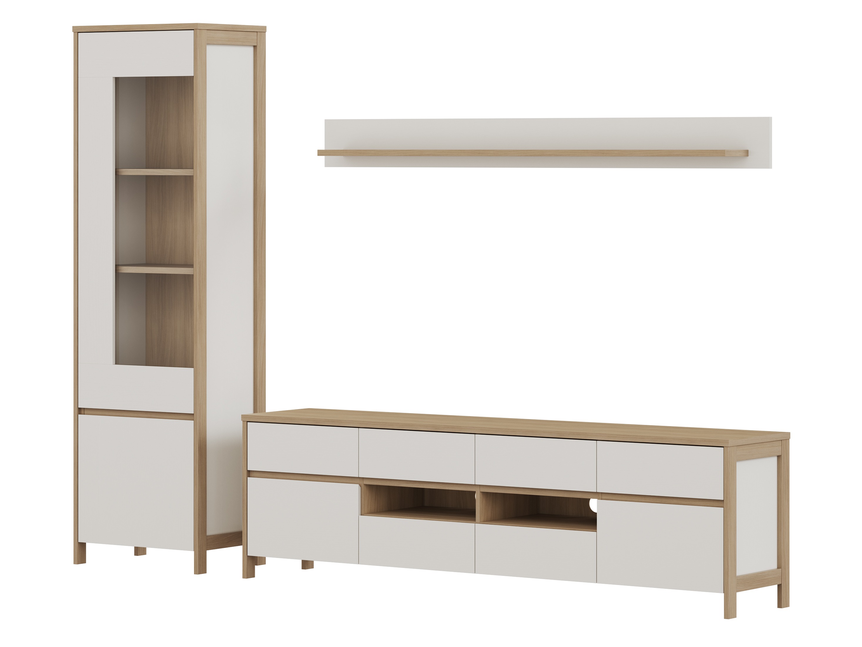 Wohnzimmer-Sets Fermaru 113 (Weiss + Eichenholzoptik)