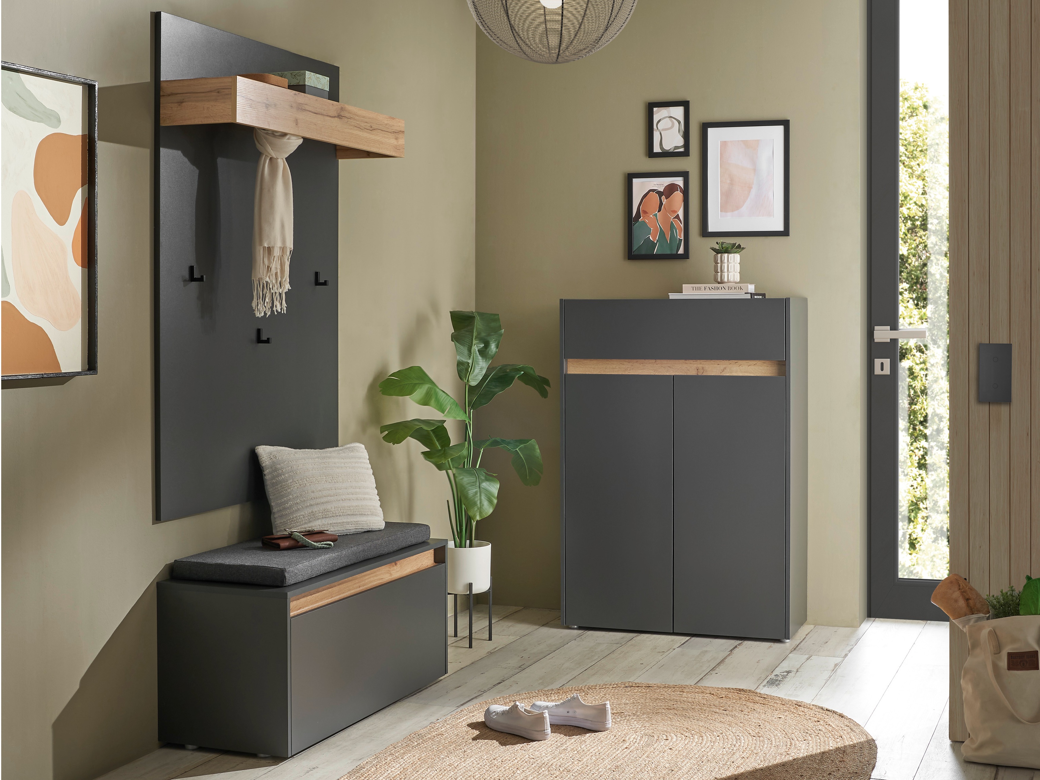 Flurgarnitur Elbsori 176 (Anthrazit + Wotan Eiche)