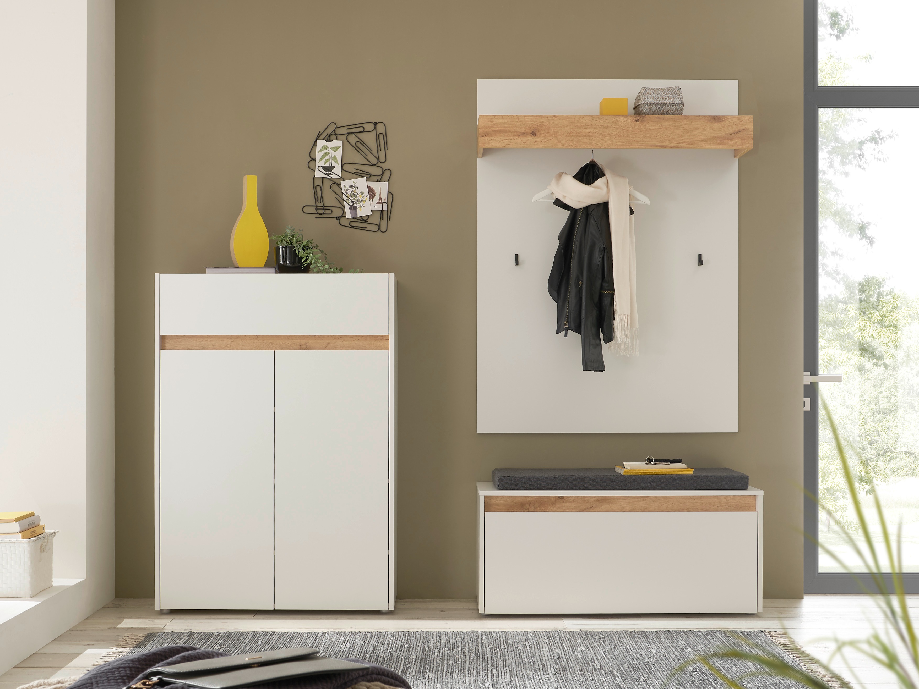 Flurgarnitur Elbsori 176 (Weiss + Wotan Eiche)