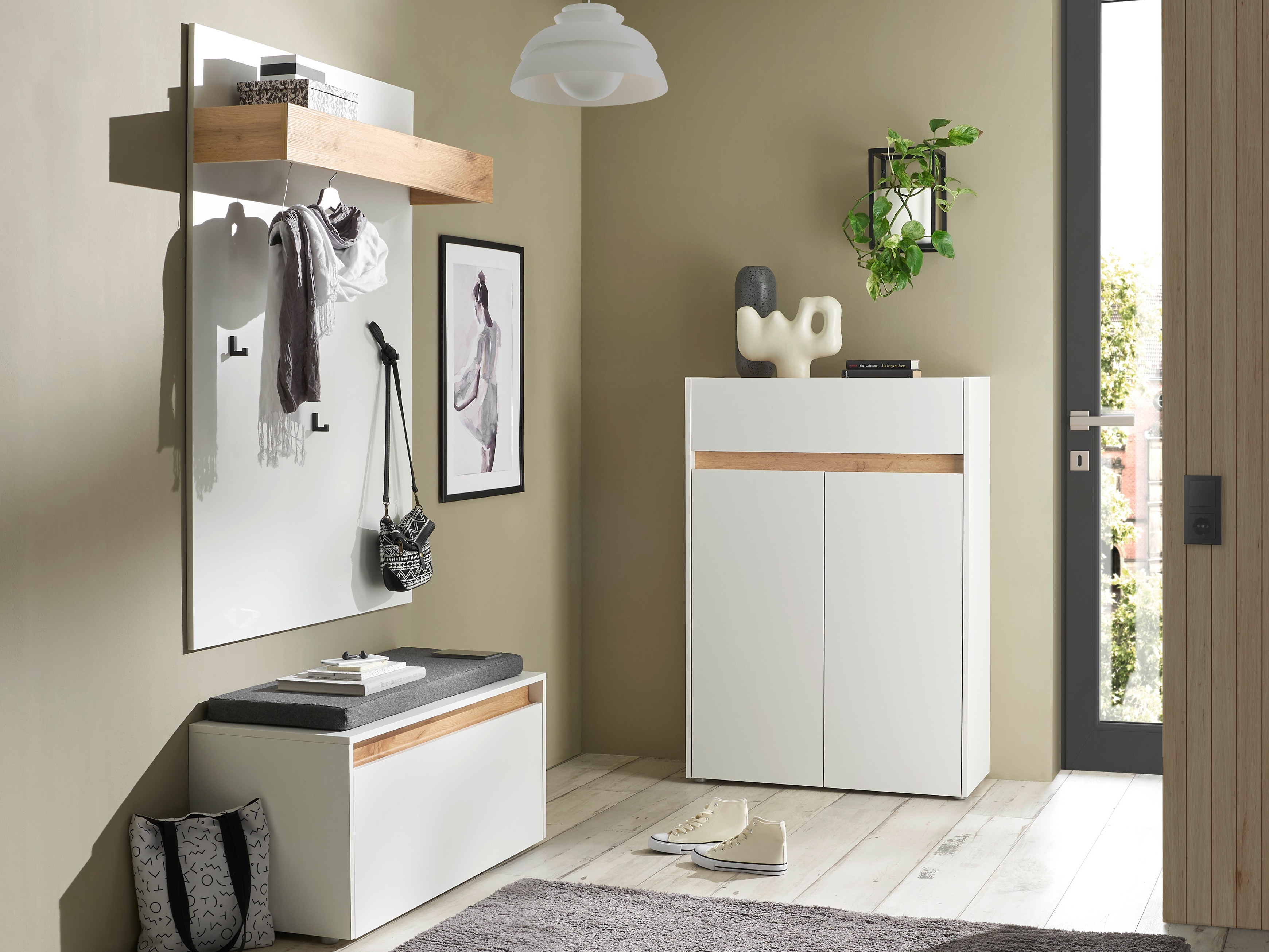 Flurgarnitur Elbsori 176 (Weiss + Wotan Eiche)