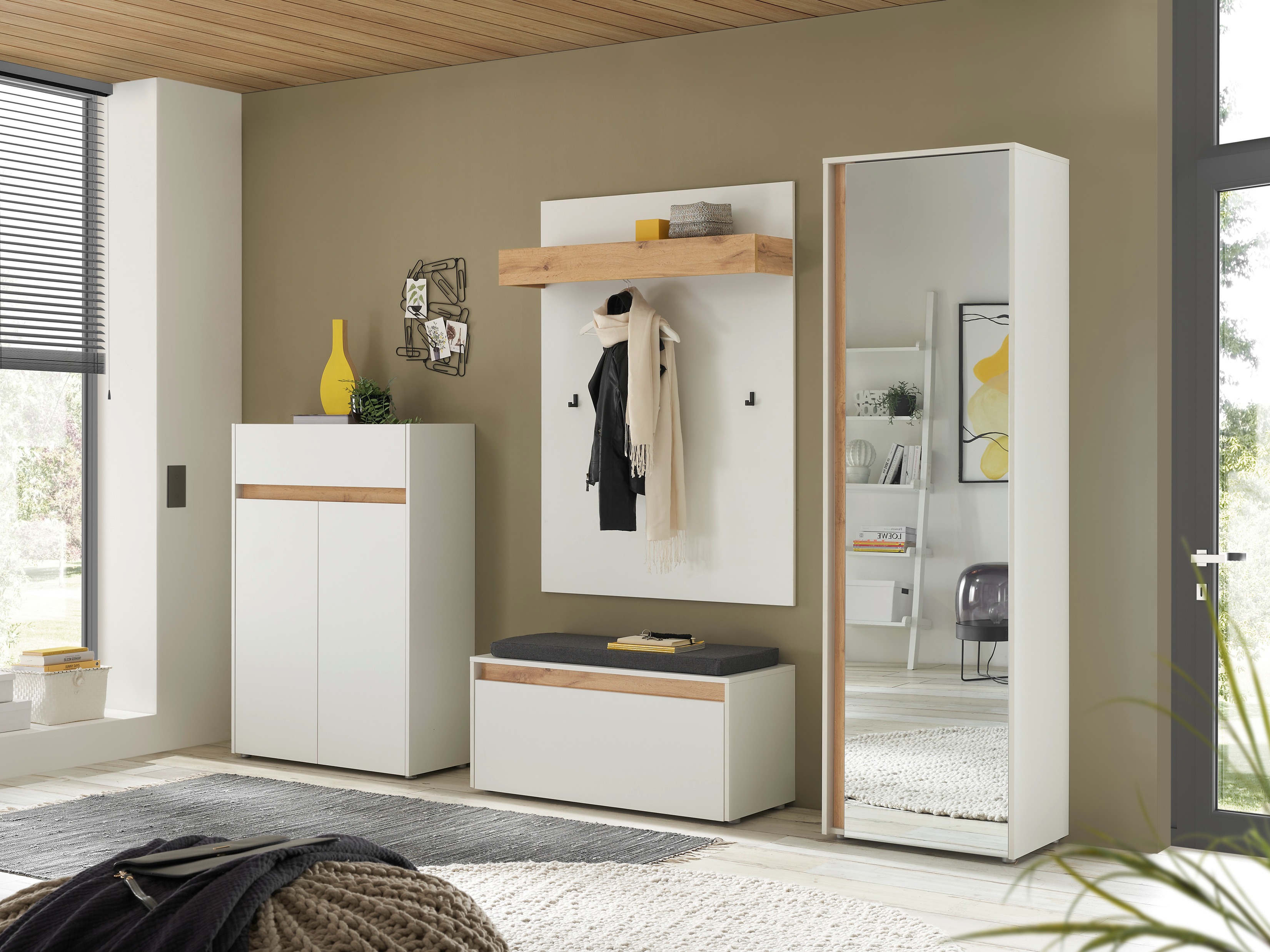 Flurgarnitur Elbsori 176 (Weiss + Wotan Eiche)