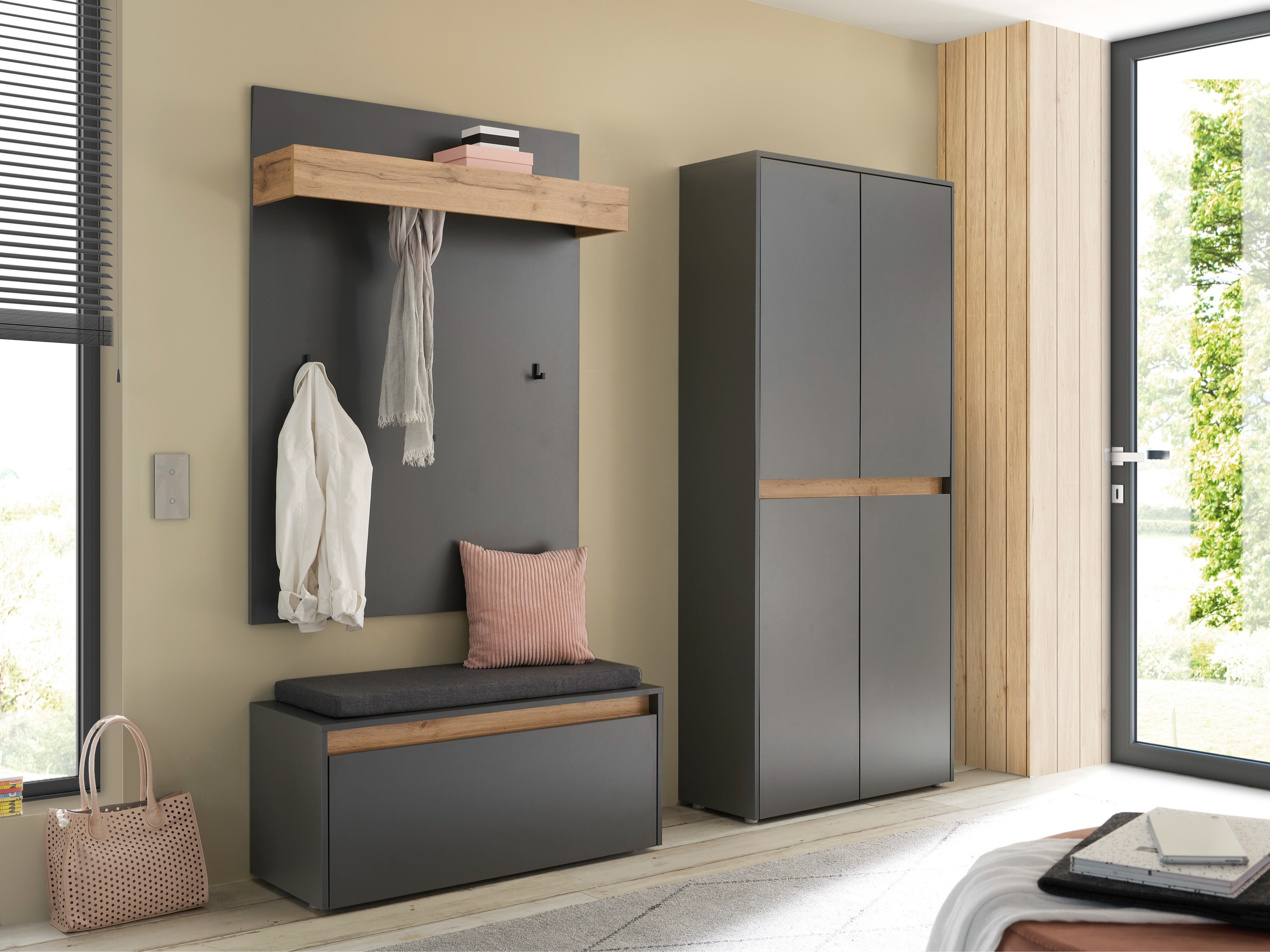 Flurgarnitur Elbsori 177 (Anthrazit + Wotan Eiche)