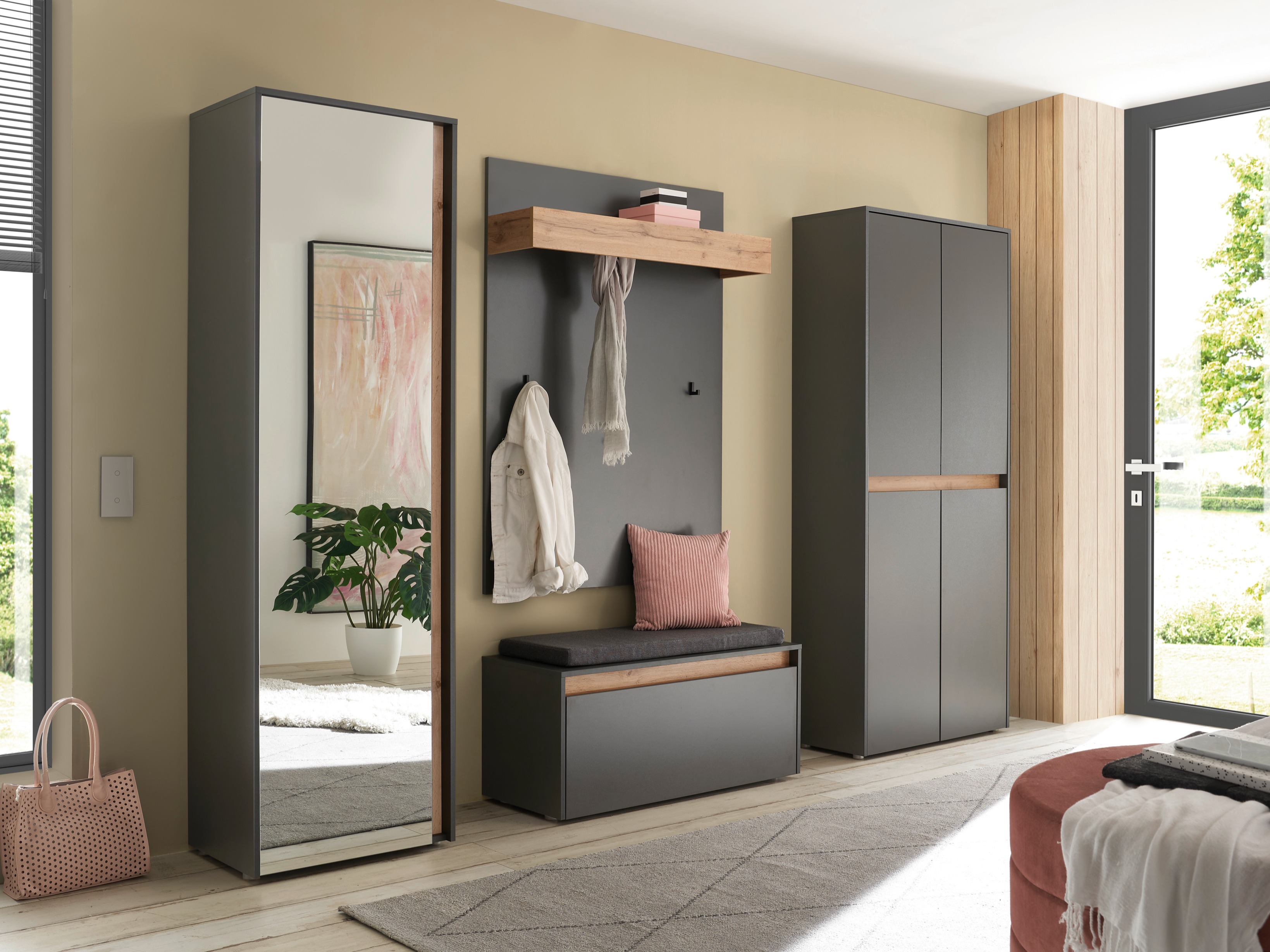 Flurgarnitur Elbsori 177 (Anthrazit + Wotan Eiche)