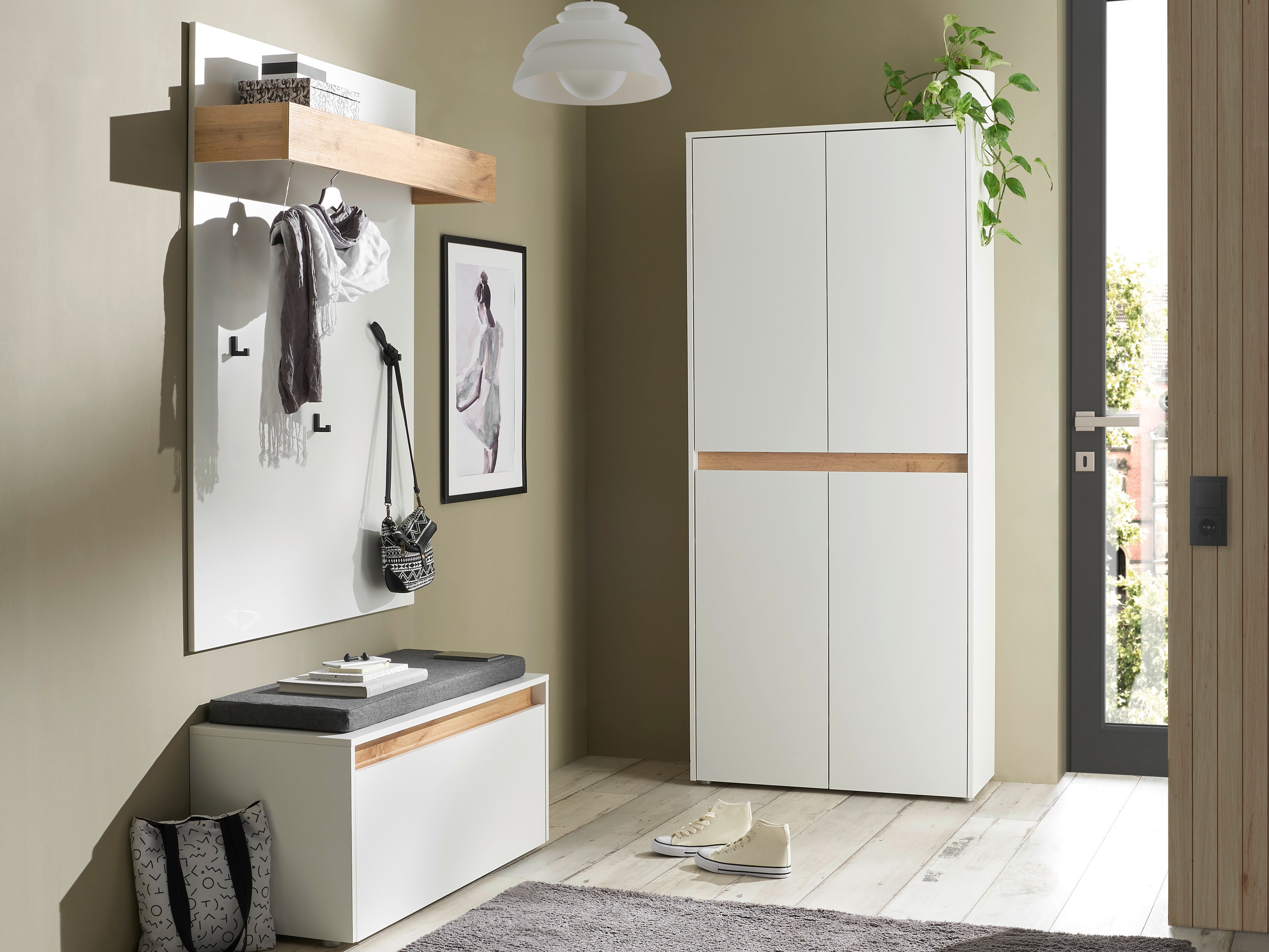 Flurgarnitur Elbsori 177 (Weiss + Wotan Eiche)