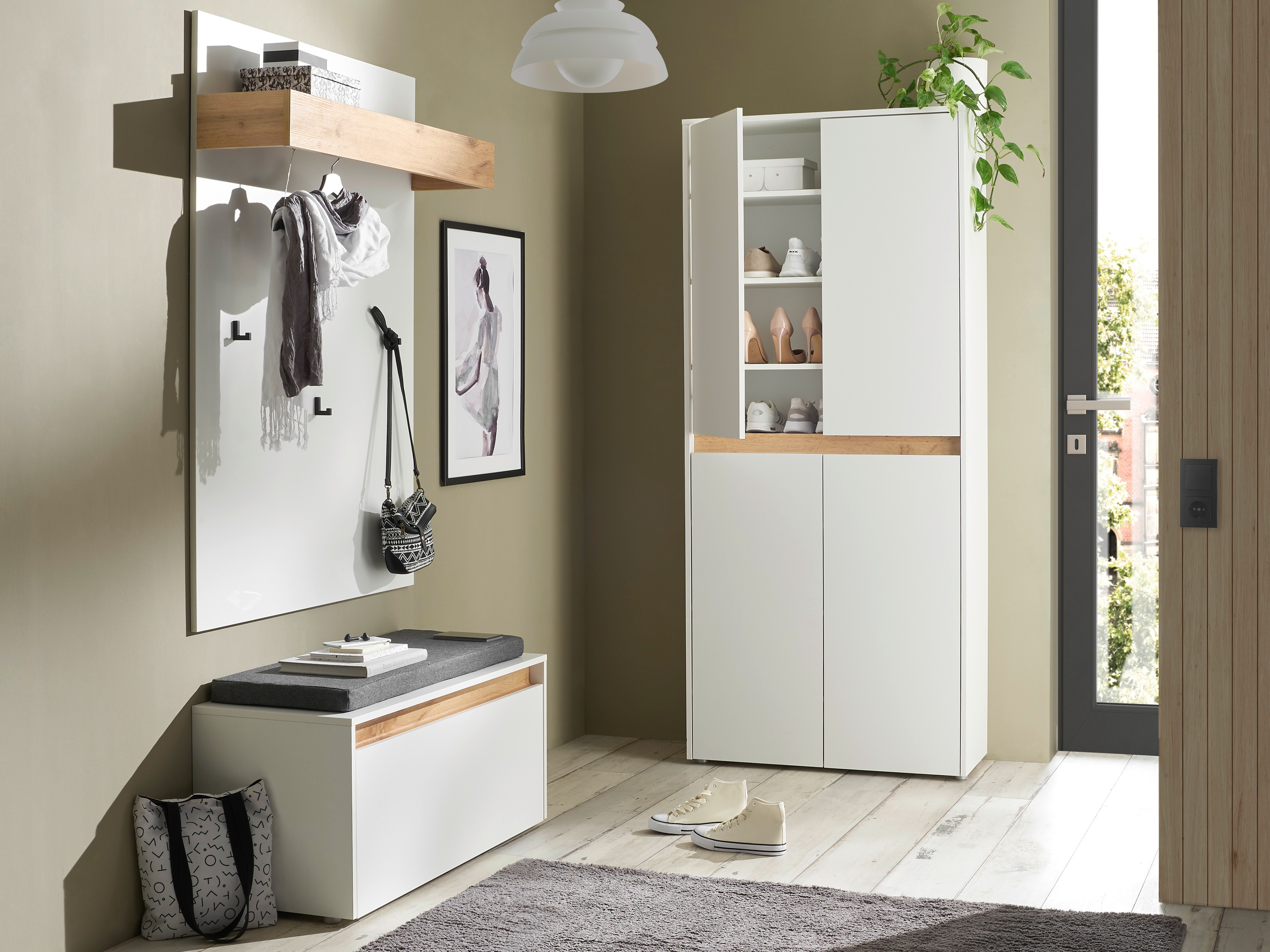 Flurgarnitur Elbsori 177 (Weiss + Wotan Eiche)