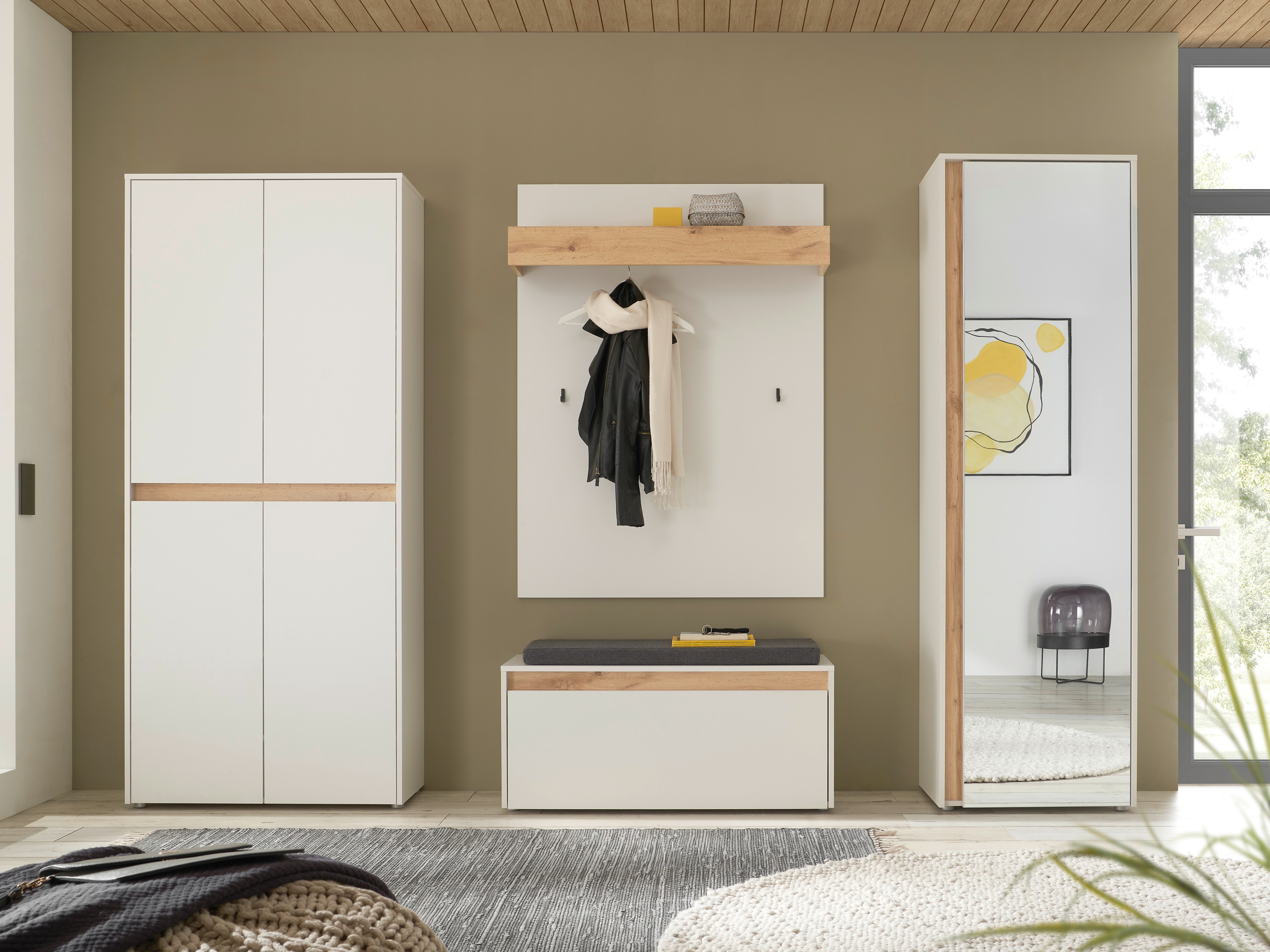 Flurgarnitur Elbsori 177 (Weiss + Wotan Eiche)