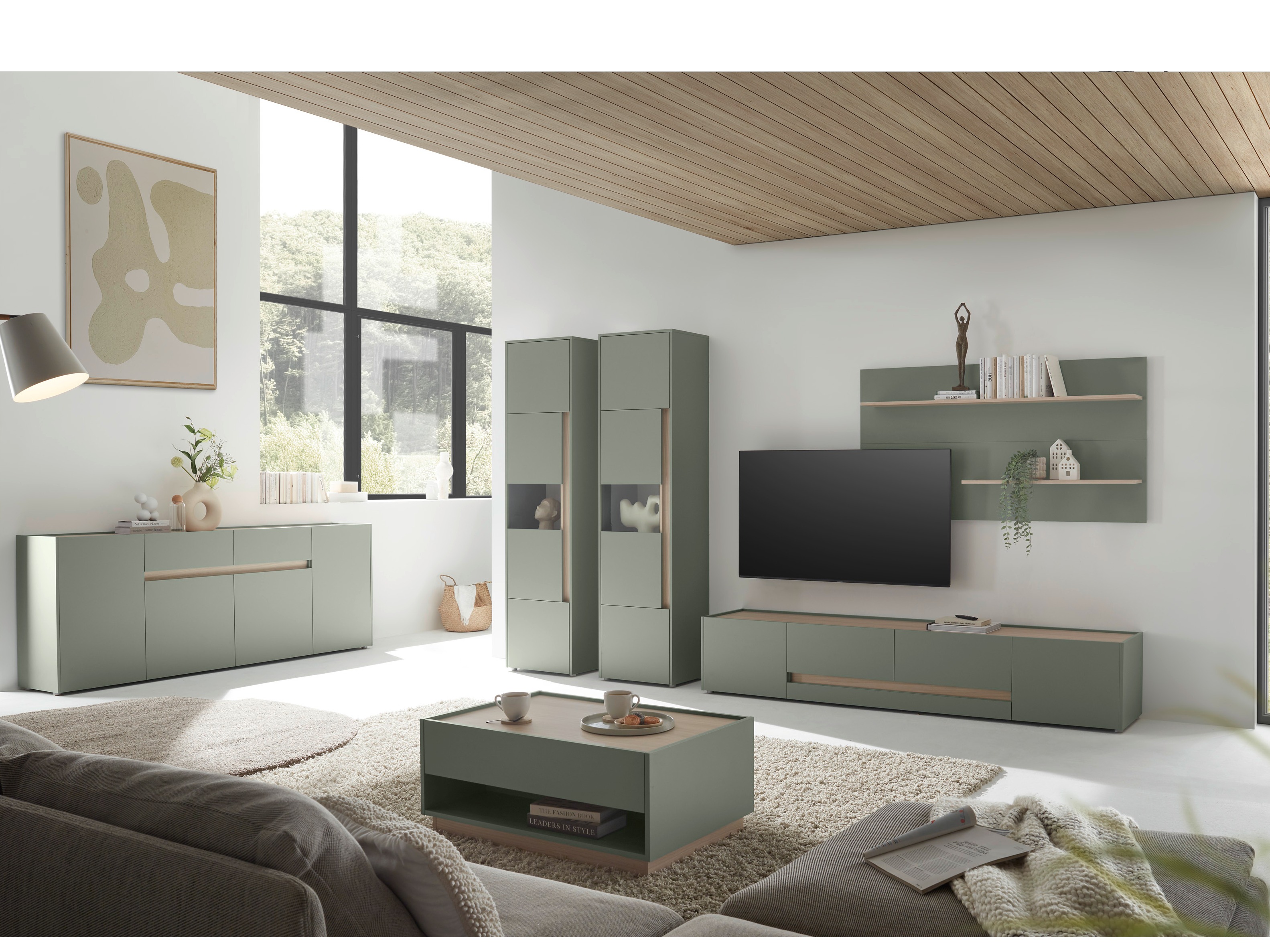 Kommode Elbsori 118 (Grün + Eiche)