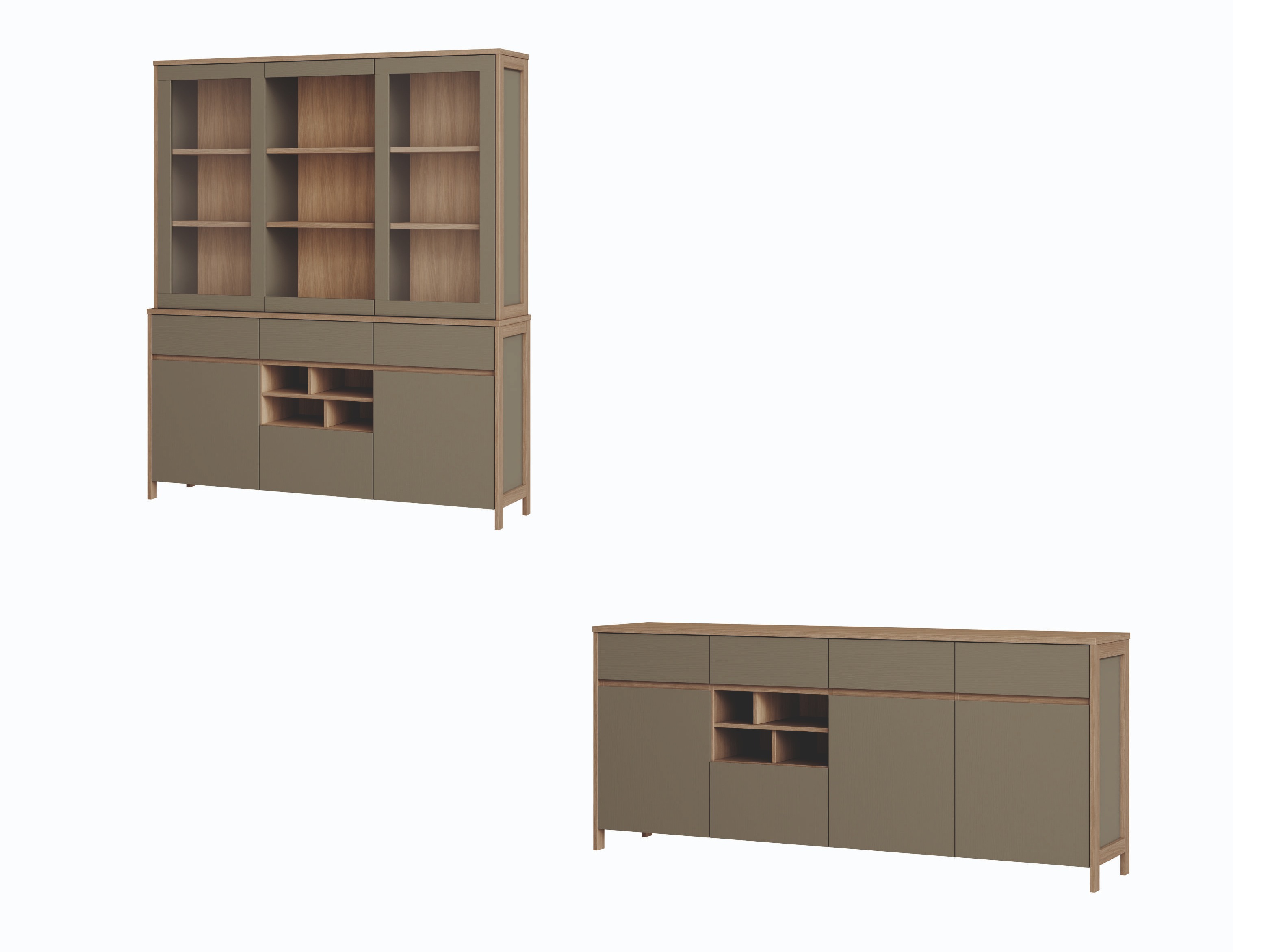 Möbel-Set Fermaru 114 (Staubiges Grün + Eichenholzoptik)