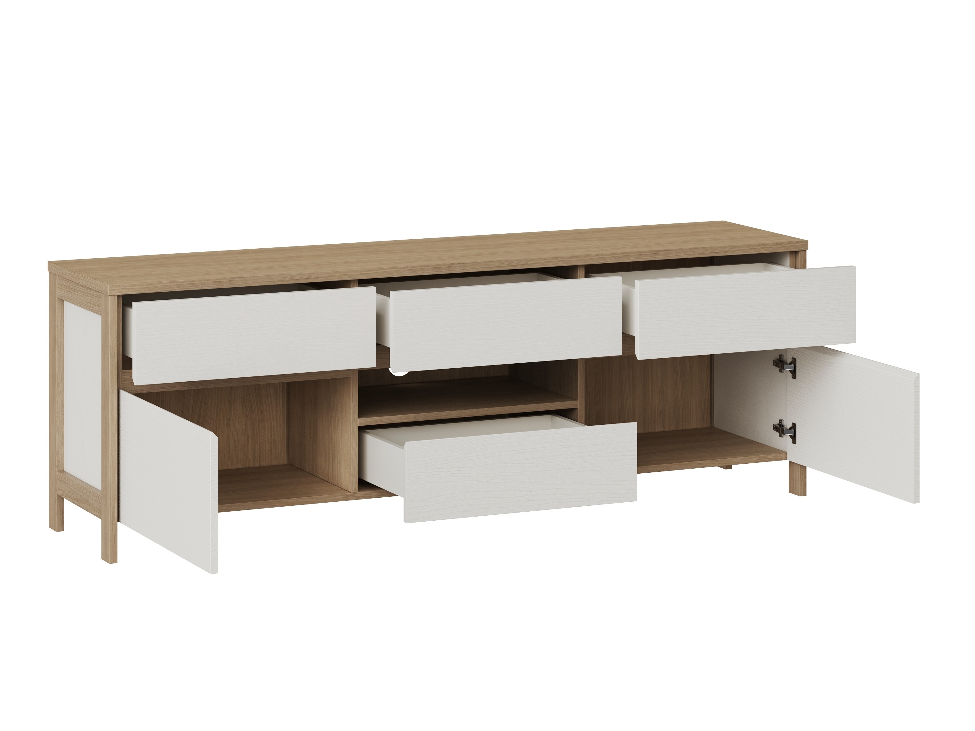 Wohnzimmer-Sets Fermaru 110 (Weiss + Eichenholzoptik)