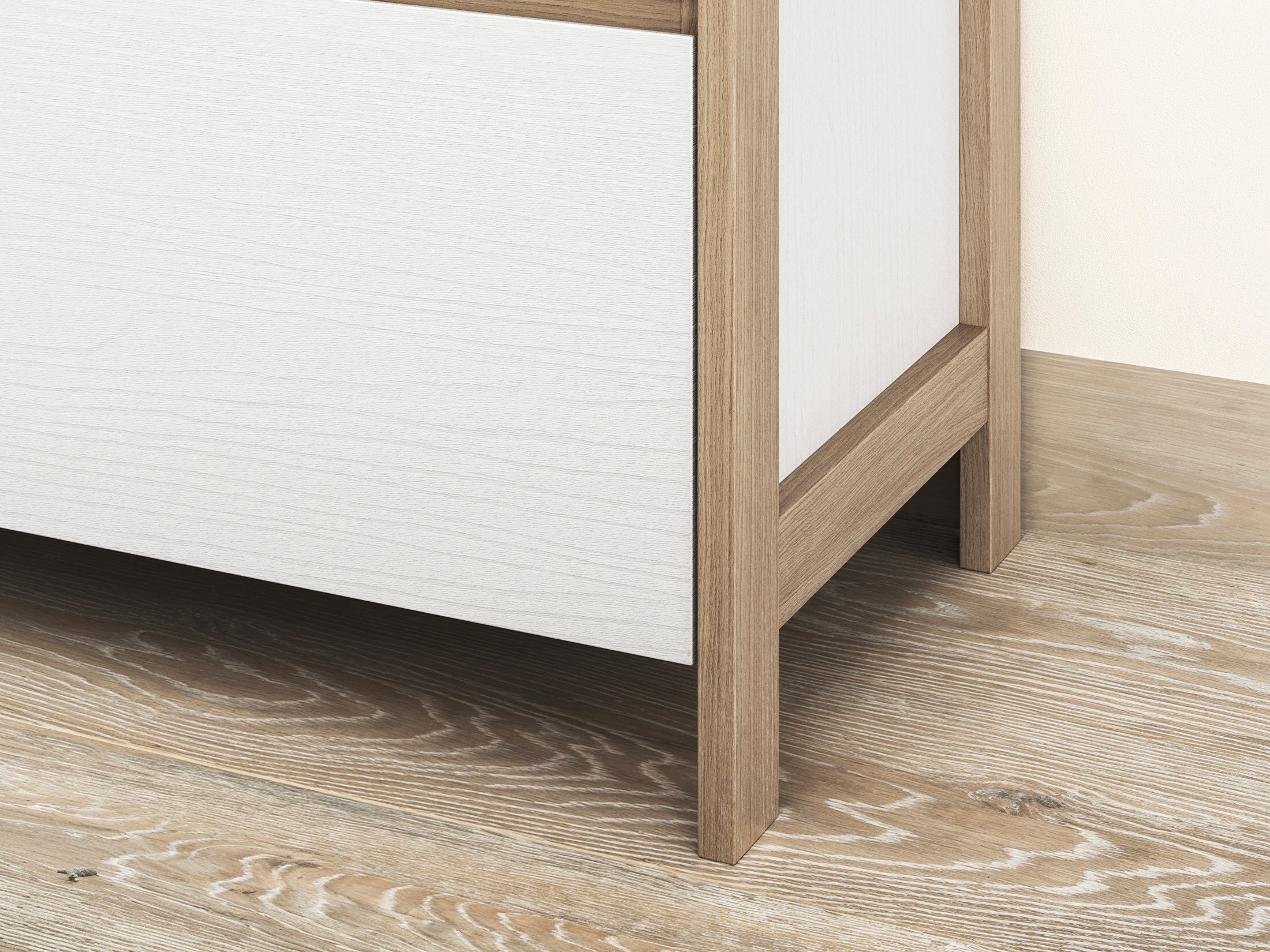 Wohnzimmer-Sets Fermaru 110 (Weiss + Eichenholzoptik)