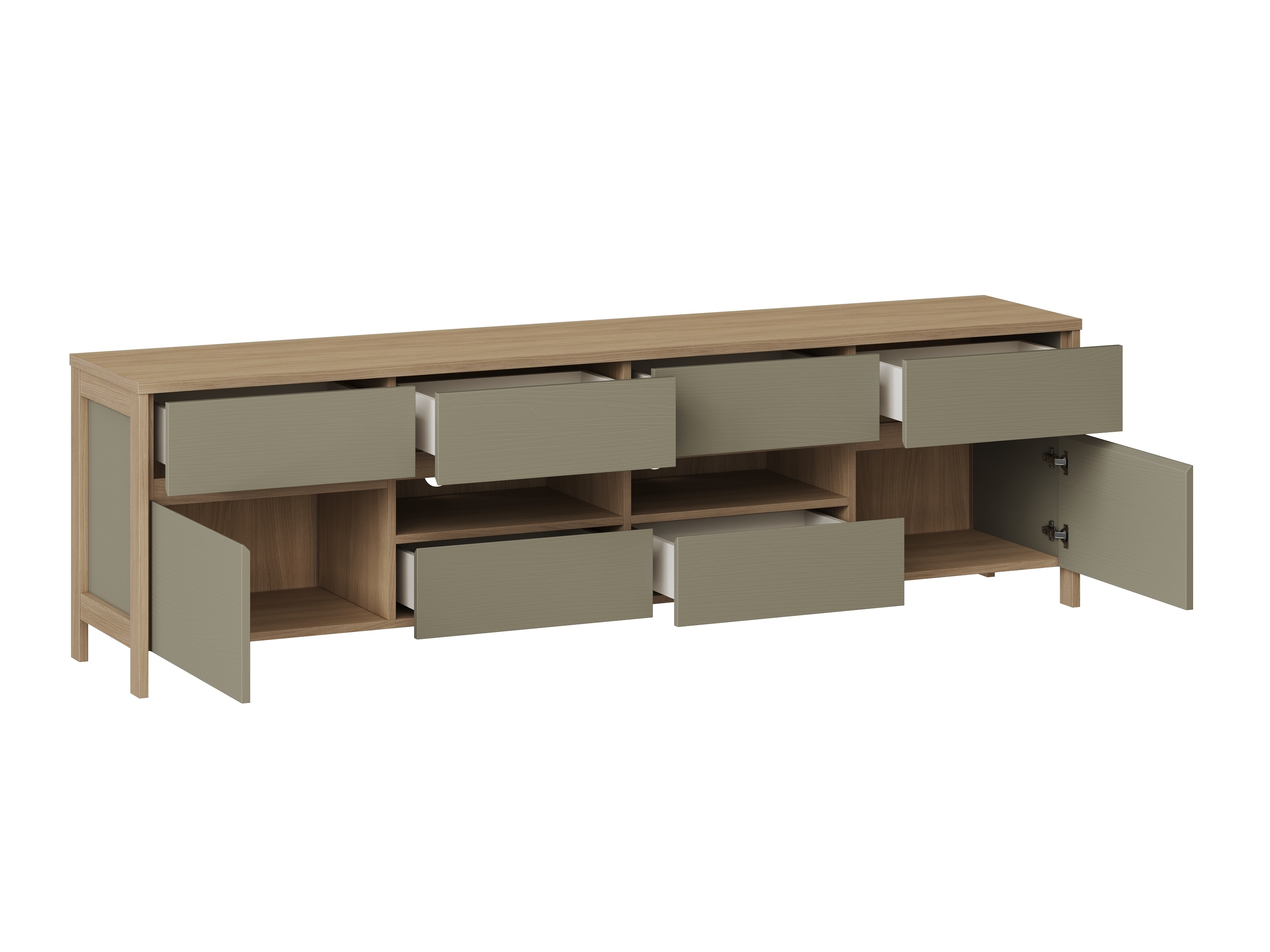 Wohnzimmer-Sets Fermaru 112 (Staubiges Grün + Eichenholzoptik)