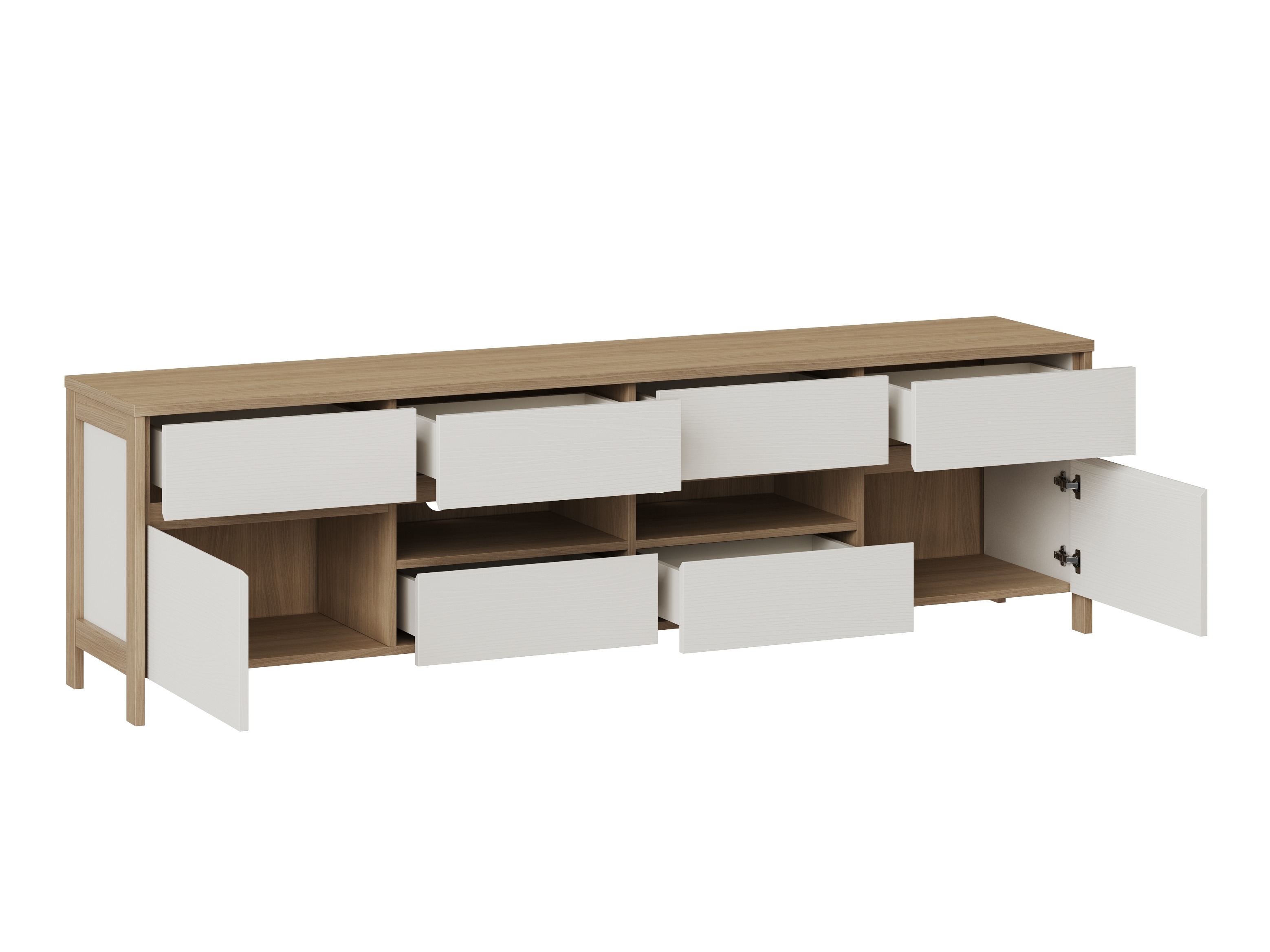 Wohnzimmer-Sets Fermaru 112 (Weiss + Eichenholzoptik)