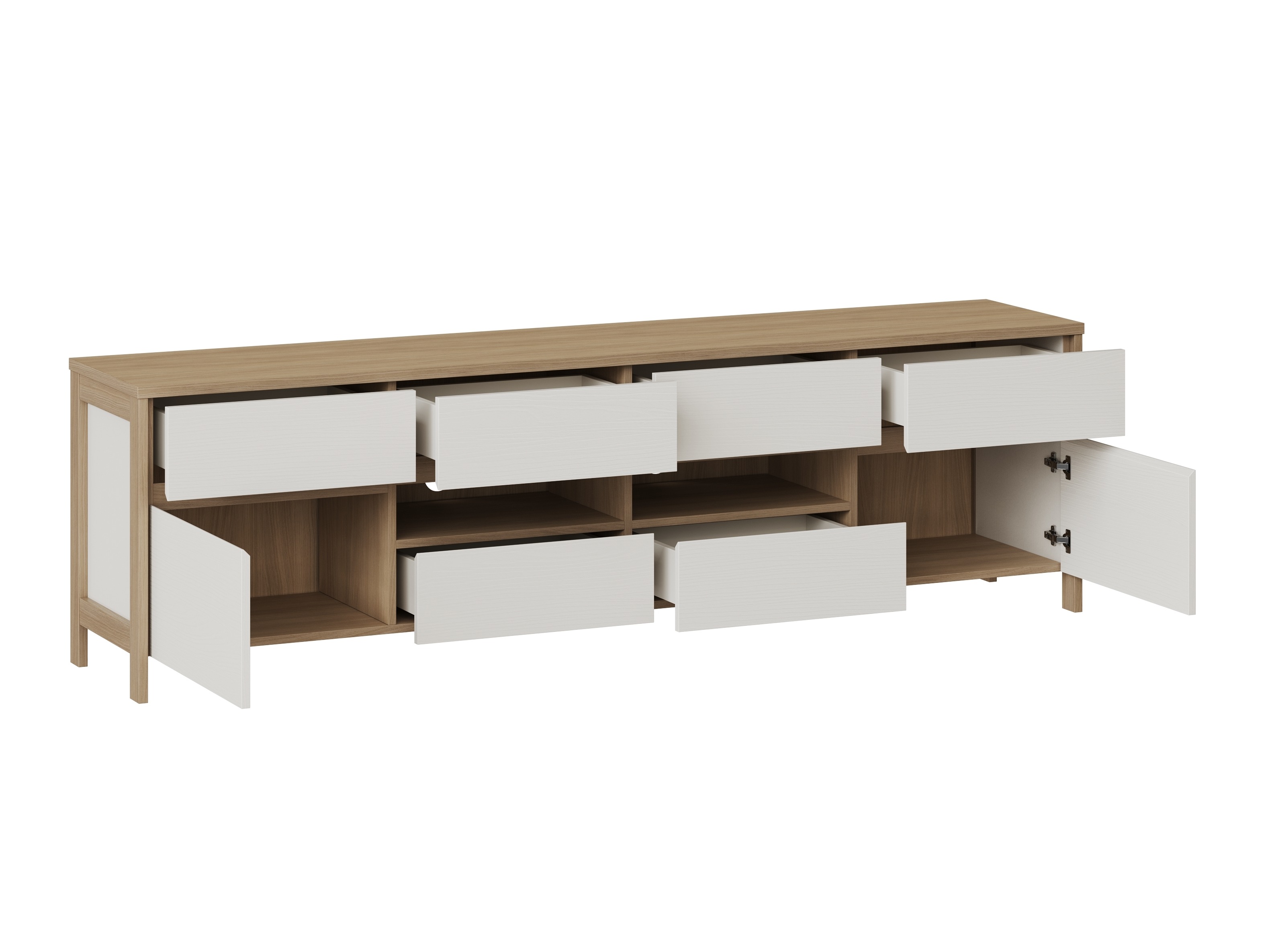 Wohnzimmer-Sets Fermaru 113 (Weiss + Eichenholzoptik)