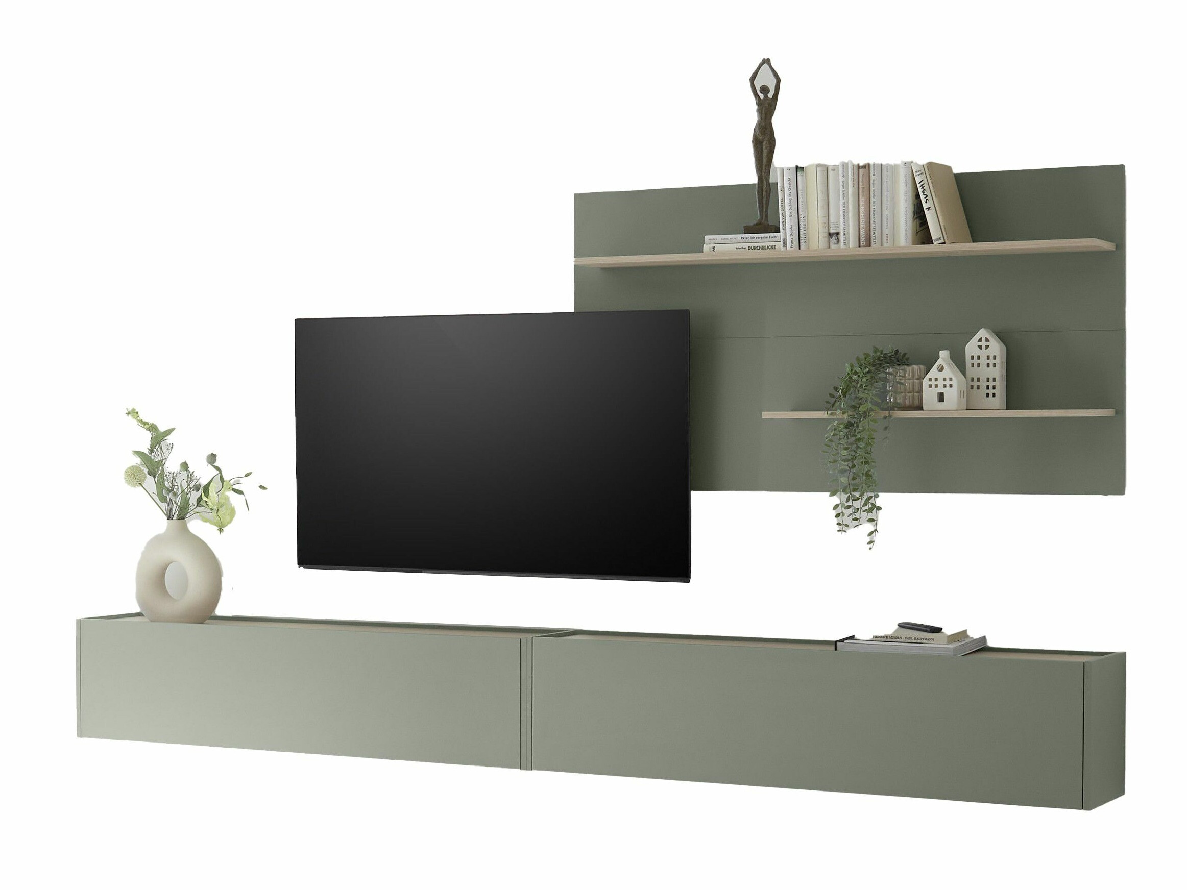 Wohnzimmer-Set Elbsori 120 (Grün + Eiche)