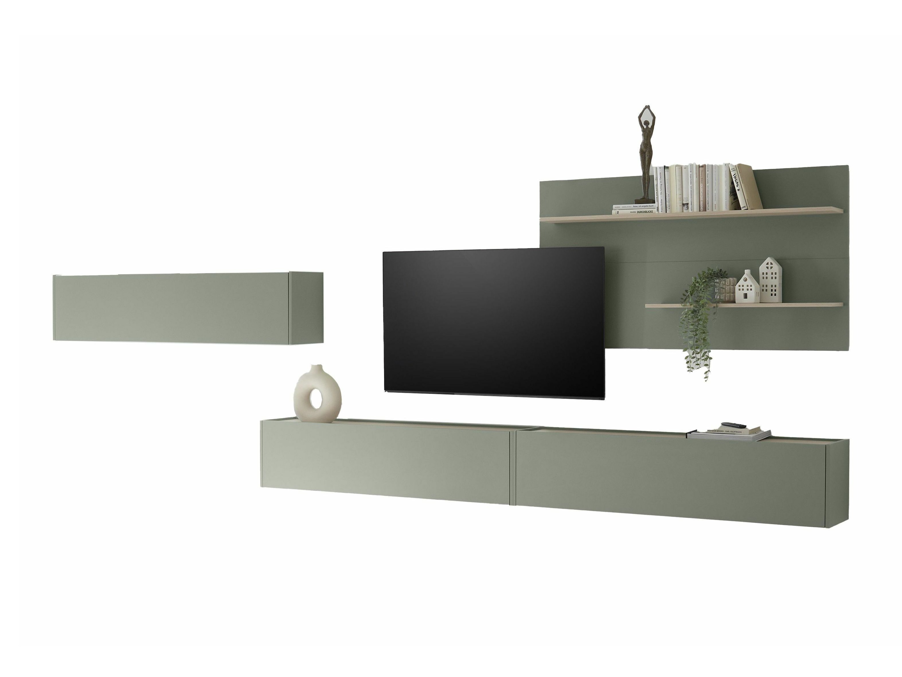 Wohnzimmer-Set Elbsori 121 (Grün + Eiche)