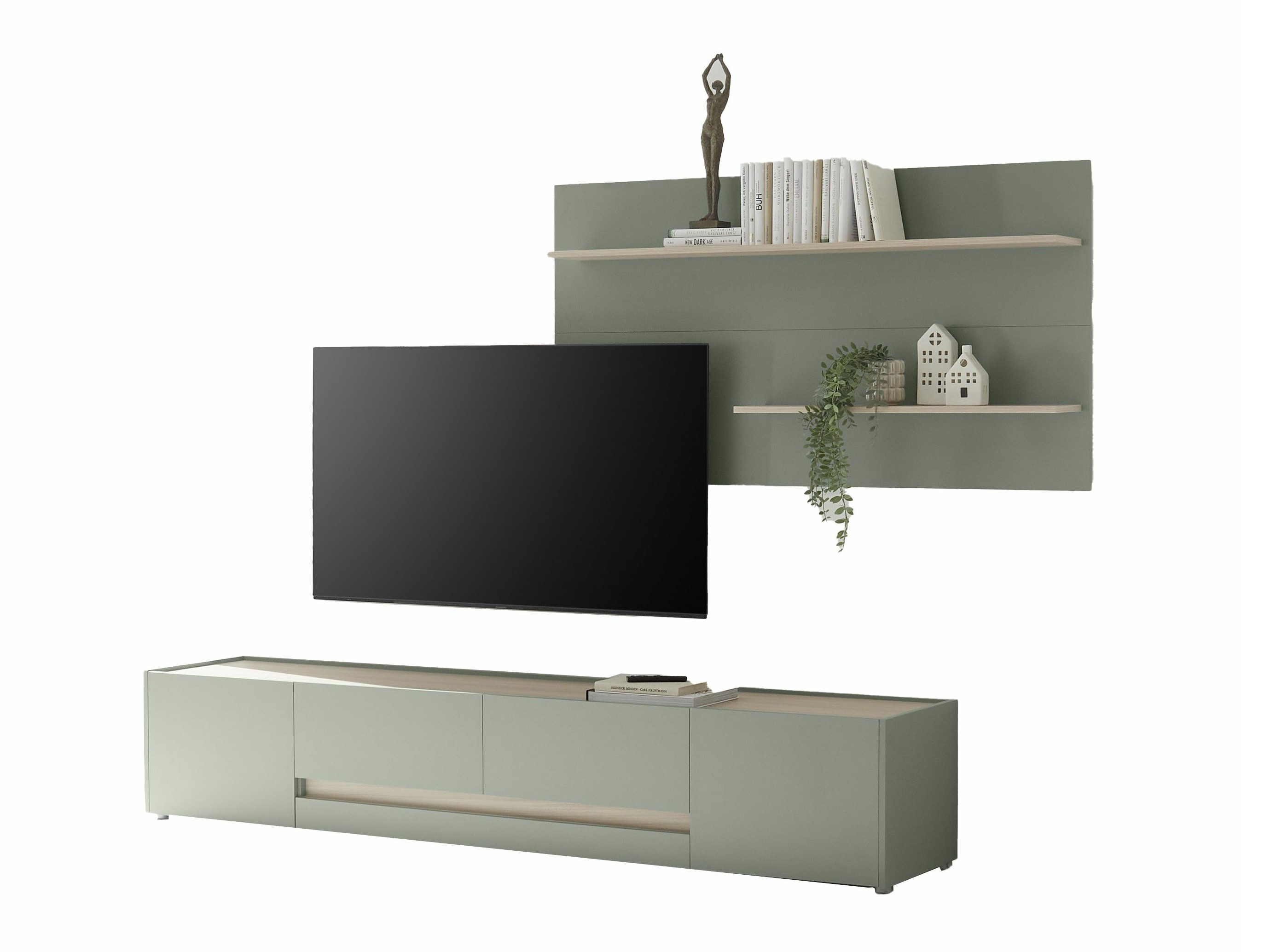 Wohnzimmer-Set Elbsori 124 (Grün + Eiche)