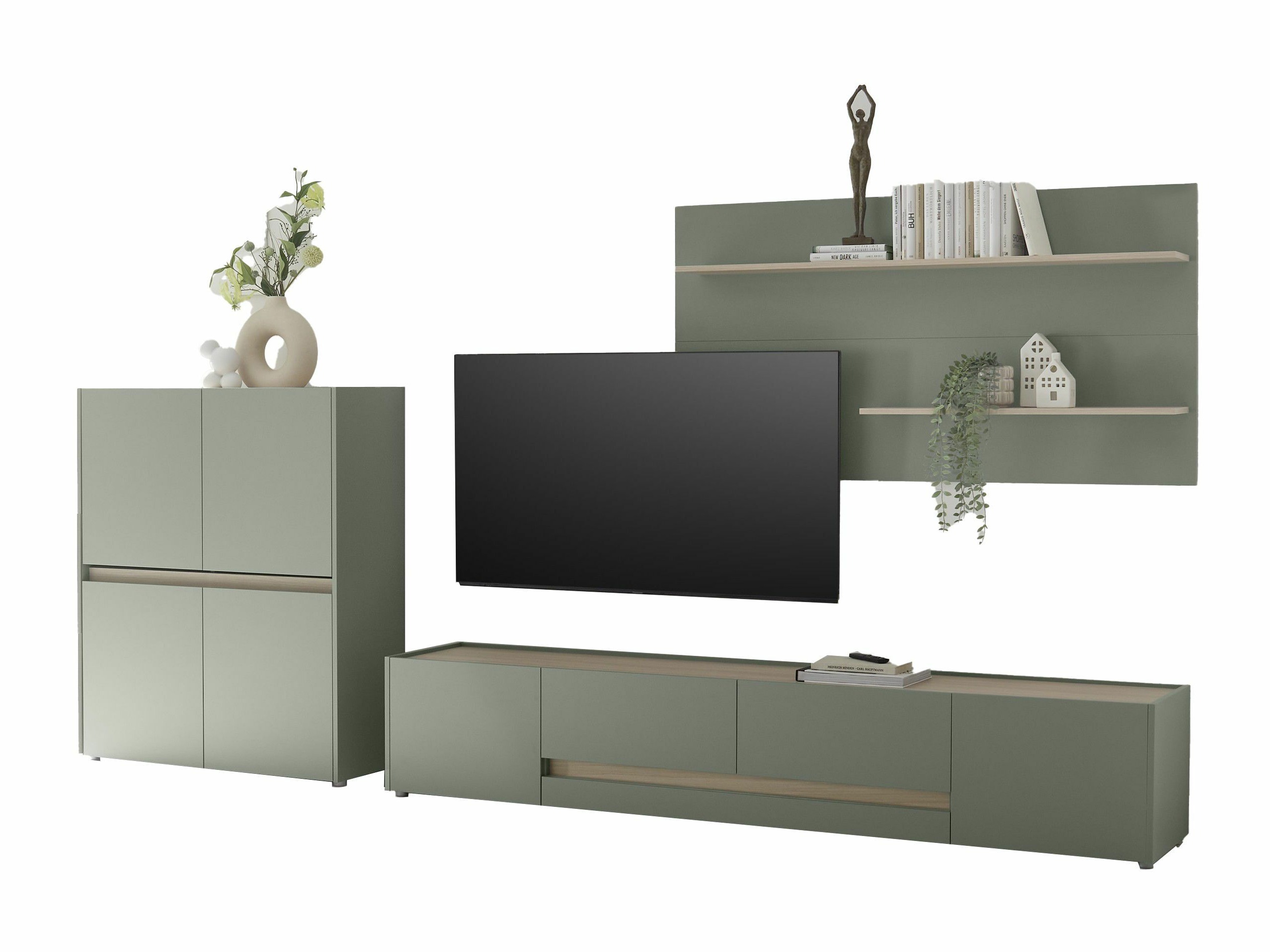 Wohnzimmer-Set Elbsori 127 (Grün + Eiche)