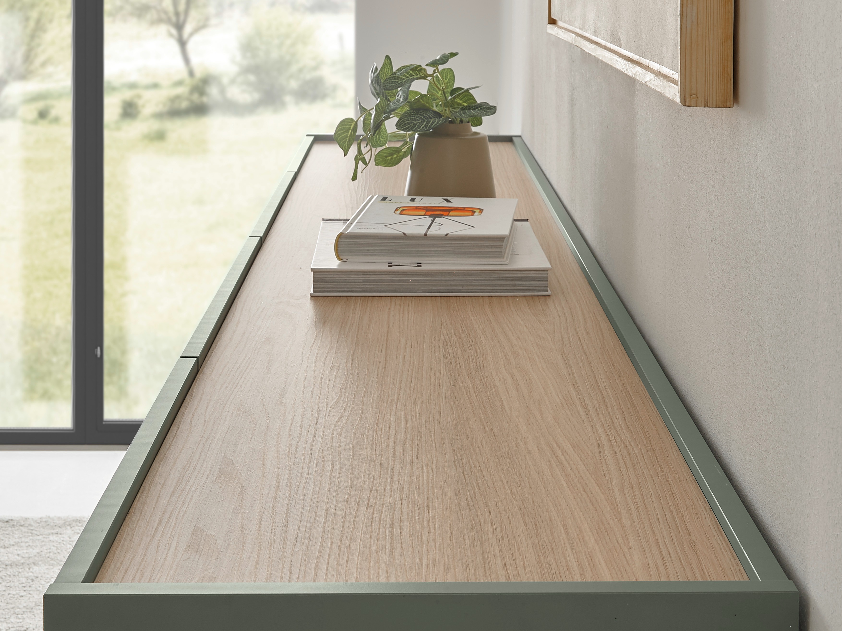 Wohnzimmer-Set Elbsori 132 (Grün + Eiche)
