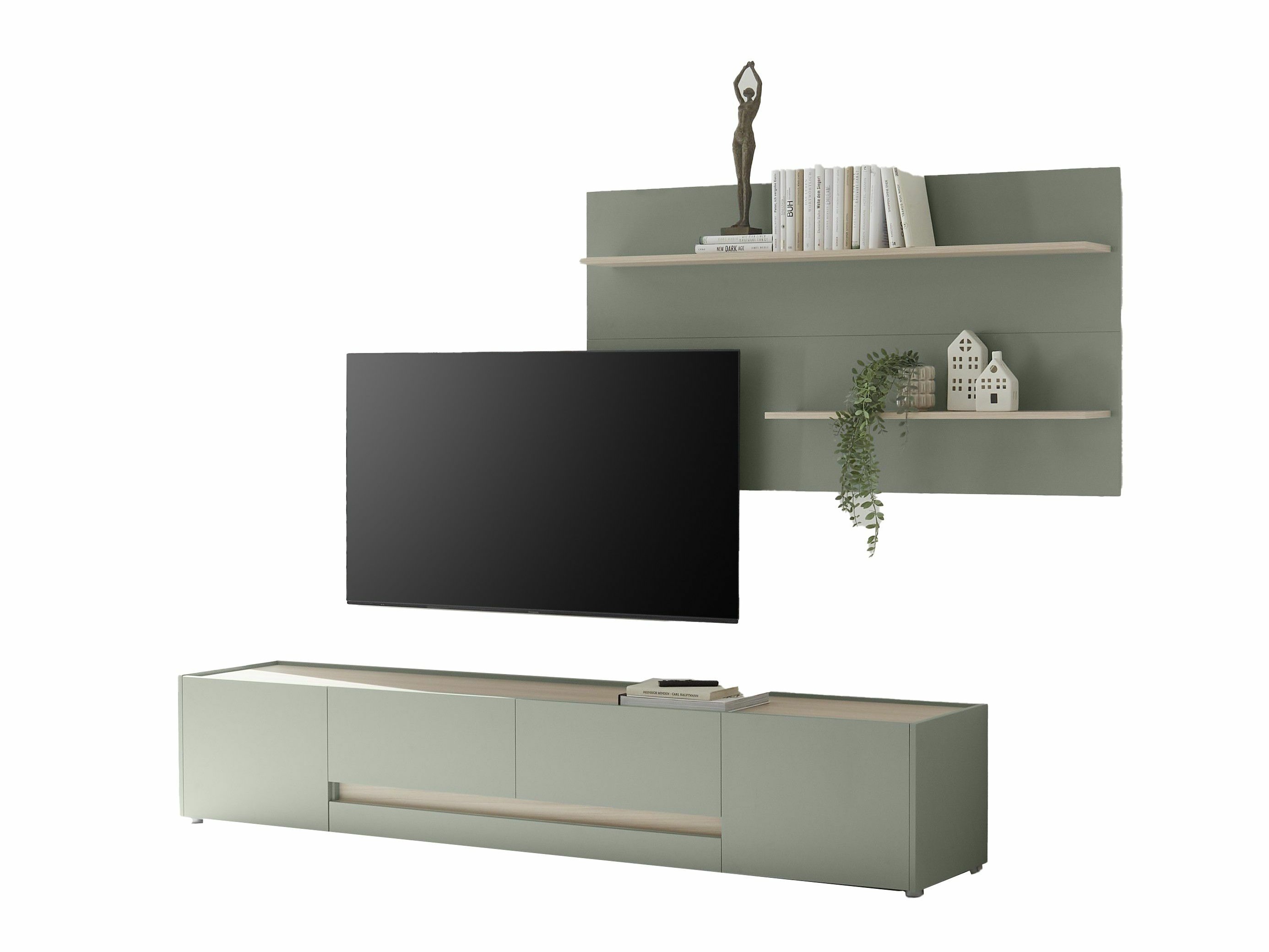 Wohnzimmer-Sets Elbsori 124 (Grün + Eichenholzoptik)