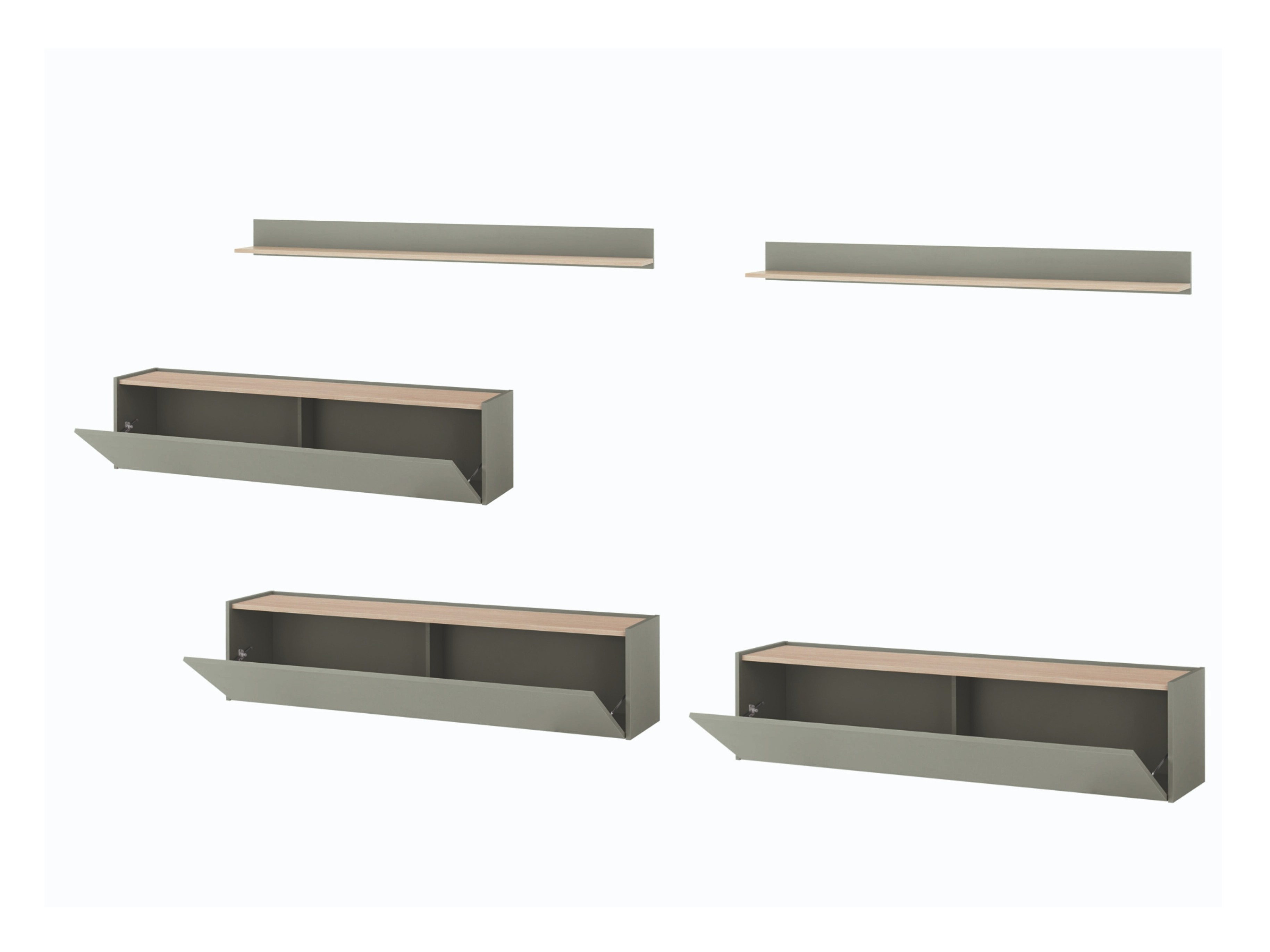 Wohnzimmer-Sets Elbsori 142 (Grün + Eichenholzoptik)